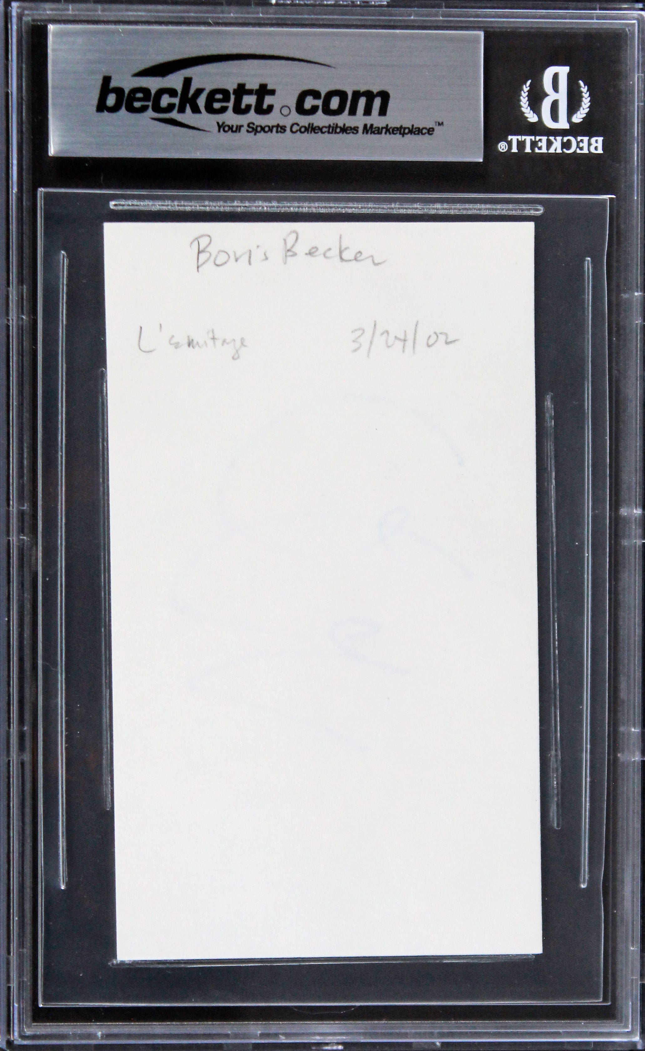 Boris Becker Authentic Signed 3x5 Index Card Autographed BAS Slabbed