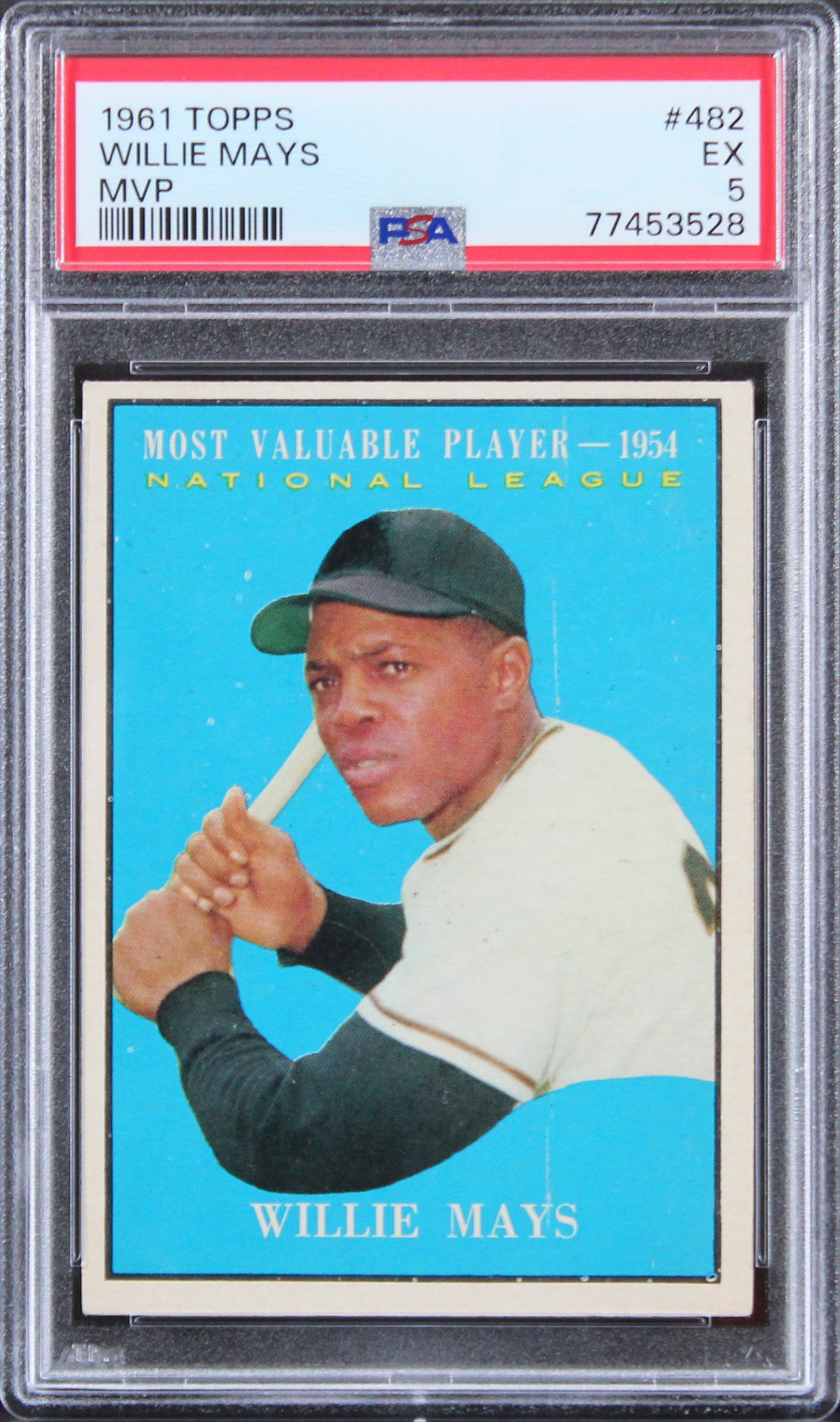 Giants Willie Mays 1961 Topps #482 Card Graded EX-5 PSA Slabbed