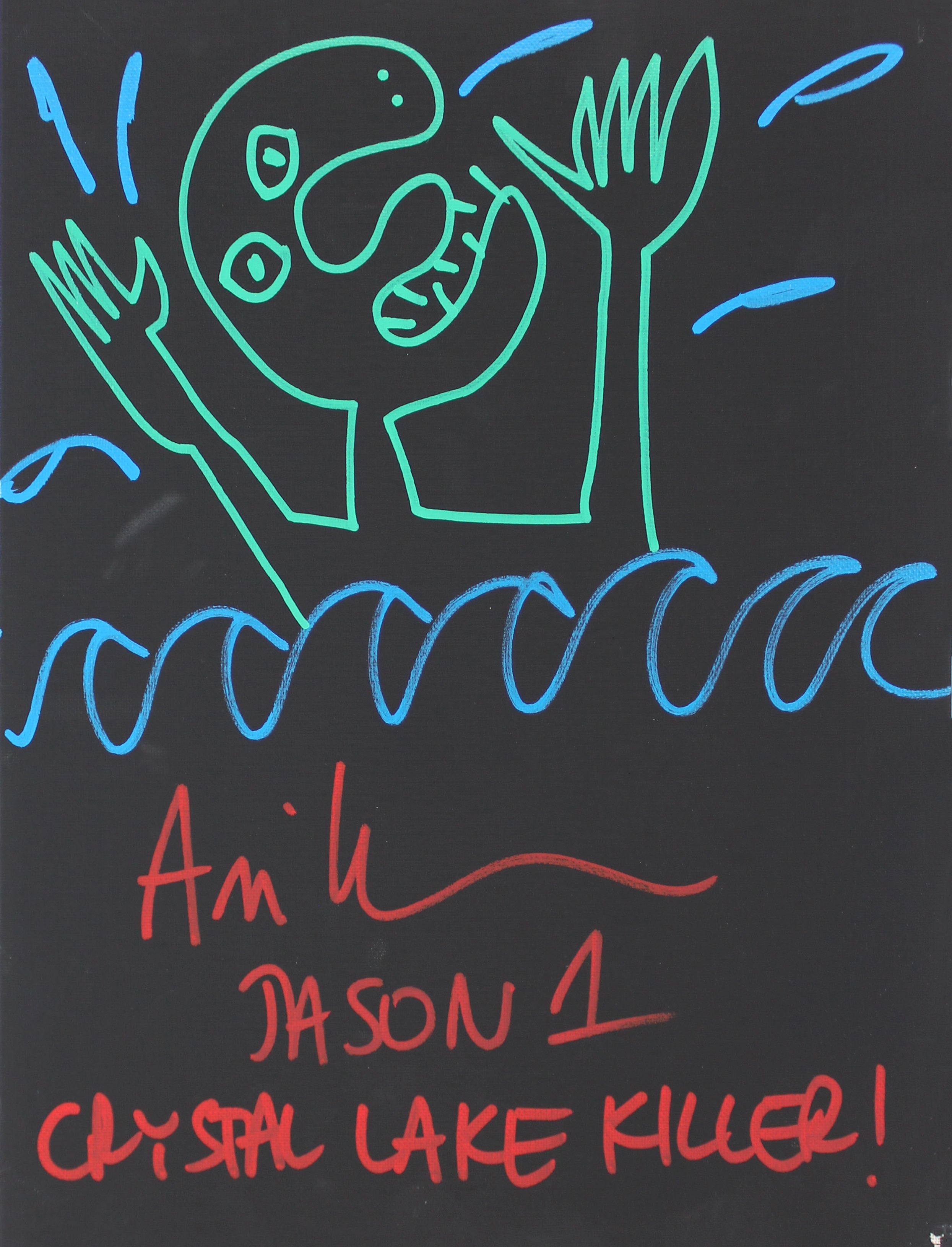 Ari Lehman "CLK, Jason 1" Signed 11x14 Canvas Hand-Drawn Sketch BAS #WF59866