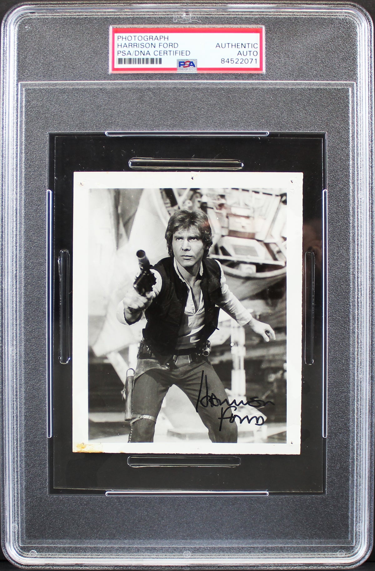 Harrison Ford Star Wars Authentic Signed Black & White 4x5 Photo PSA/DNA Slabbed