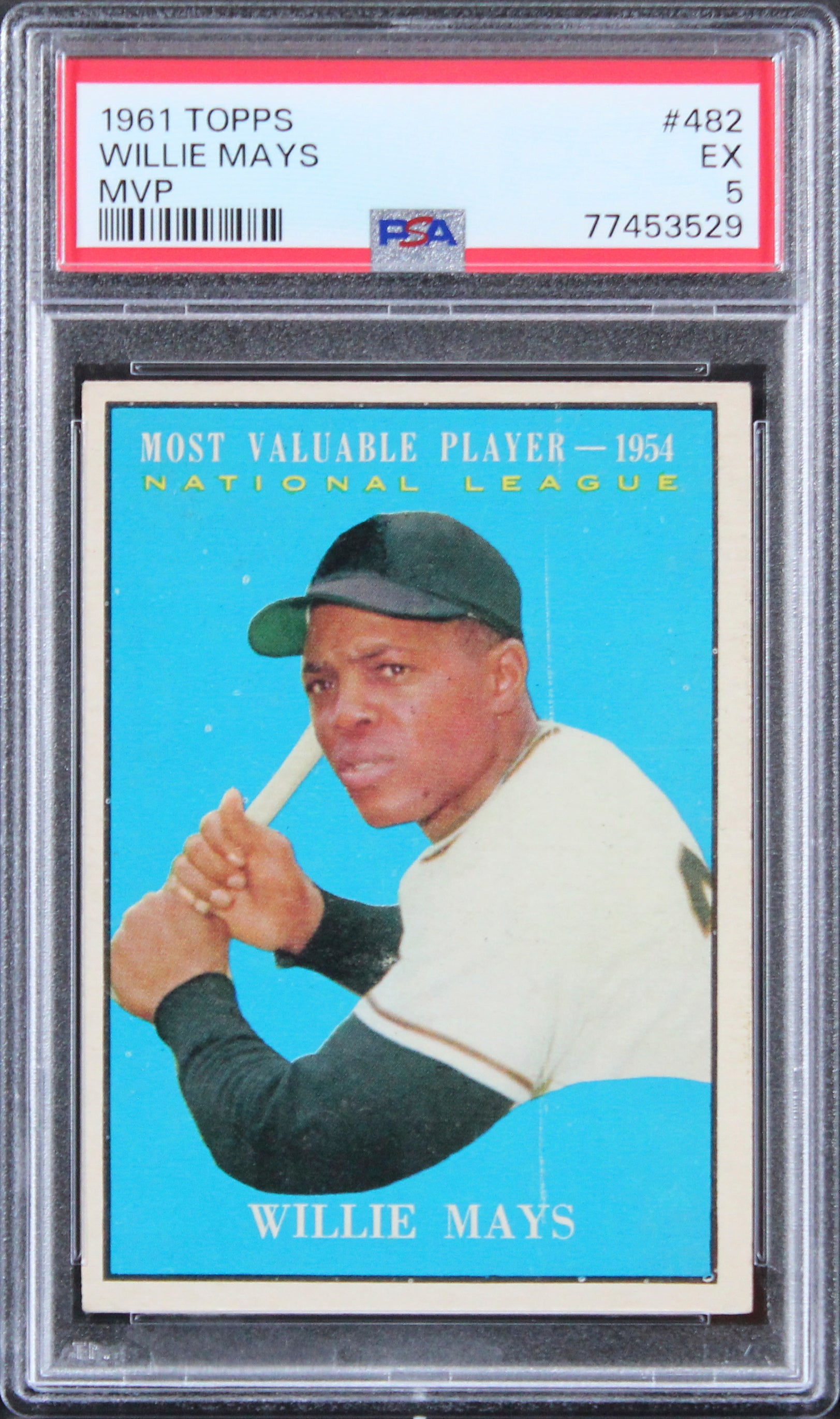 Giants Willie Mays 1961 Topps #482 Card Graded EX-5 PSA Slabbed