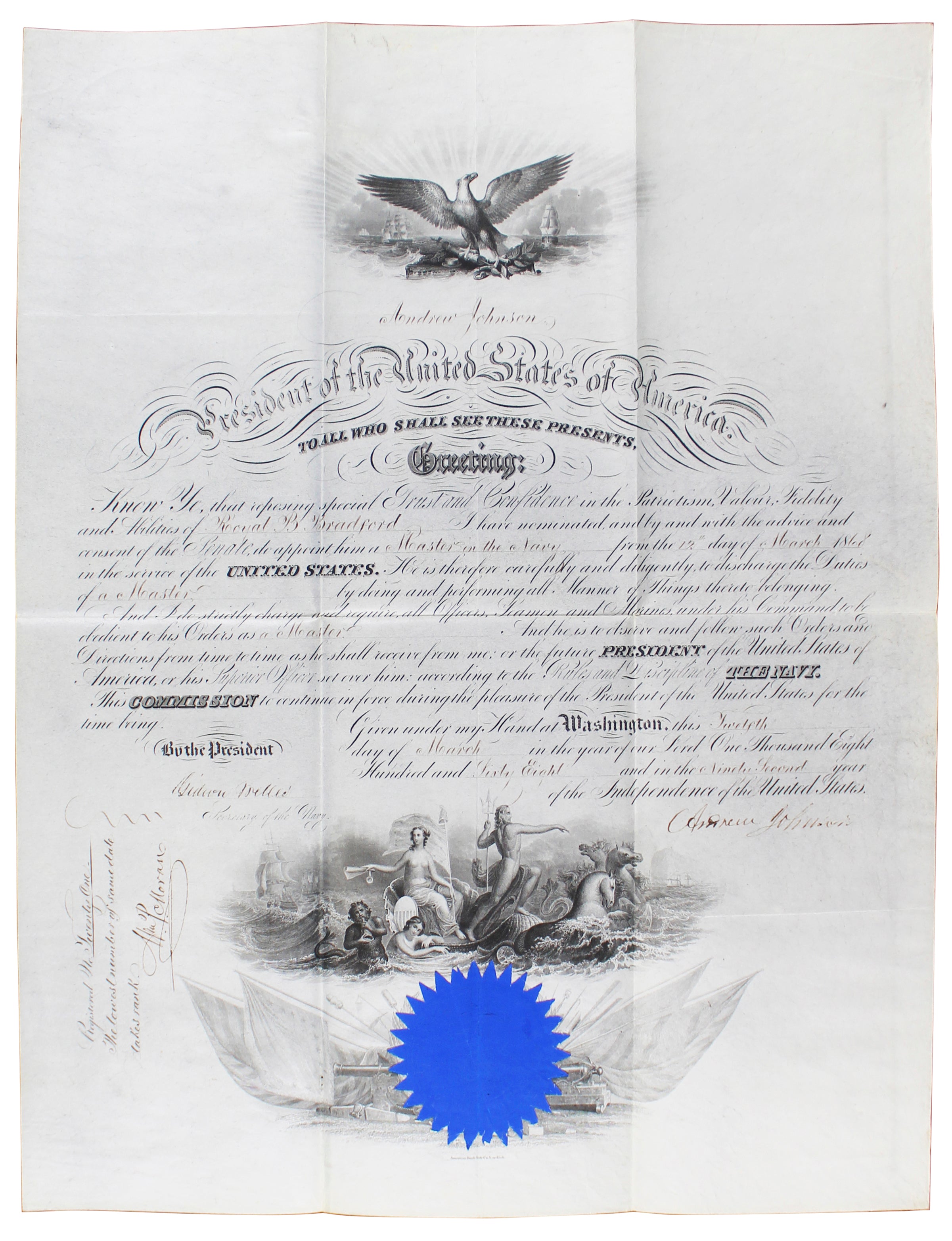 Andrew Johnson Signed 15.75x19.75 1868 Military Appointment BAS #AB77735