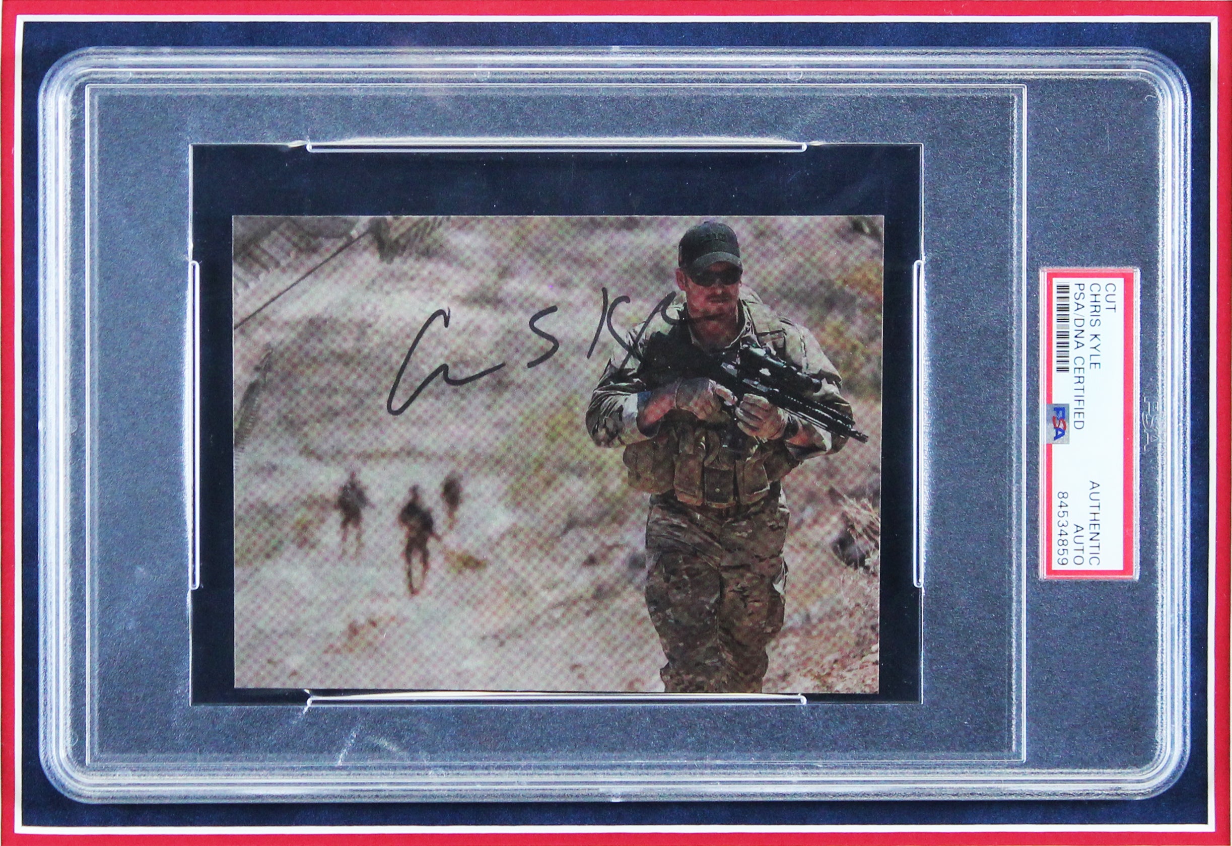 Chris Kyle Authentic Signed 4.25x5.65 Cut Framed Display PSA/DNA Slabbed