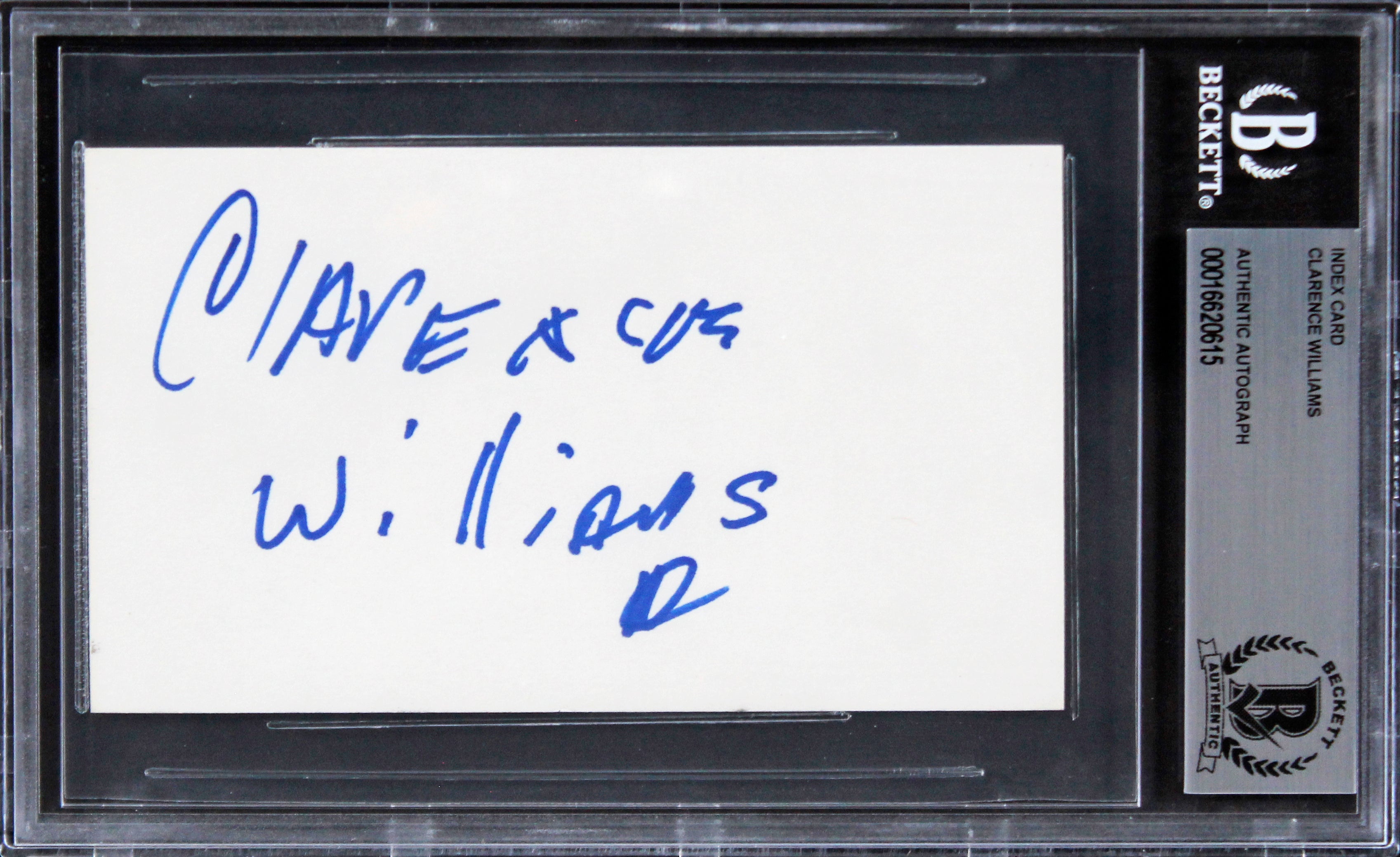 Clarence Williams American Gangster Authentic Signed 3x5 Index Card BAS Slabbed