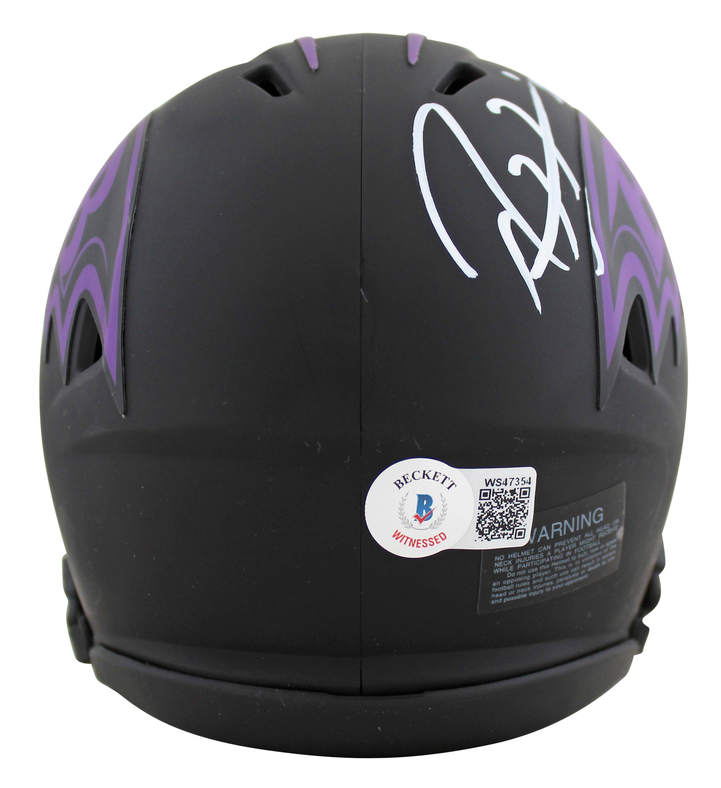 Ravens Ray Lewis Authentic Signed Eclipse Speed Mini Helmet w/ White Sig BAS Wit