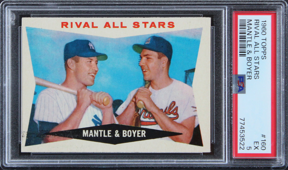 Mickey Mantle & Ken Boyer 1960 Topps #160 Rival AS Card Graded EX-5 PSA Slabbed