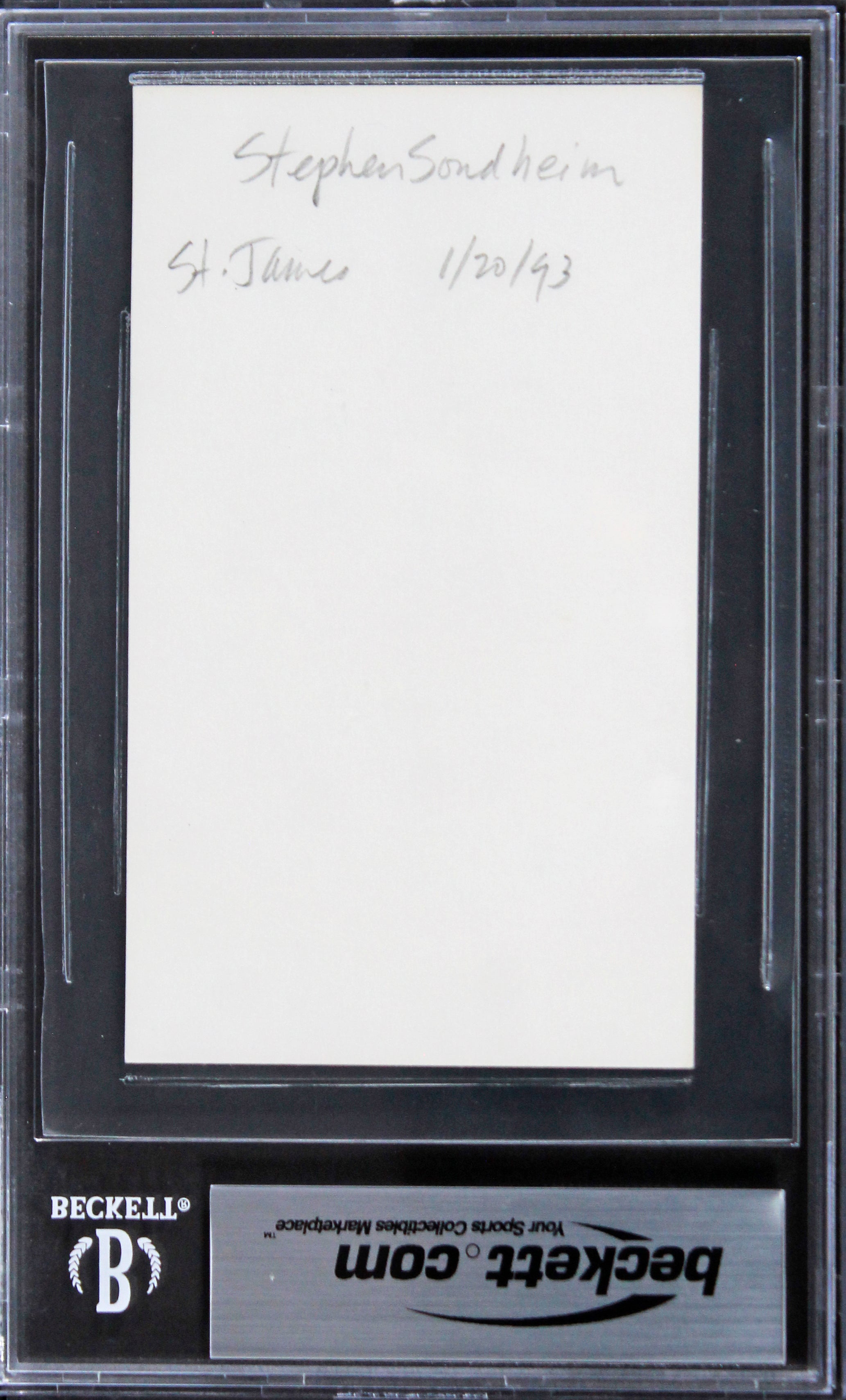 Stephen Sondheim Musician Authentic Signed 3x5 Index Card BAS Slabbed