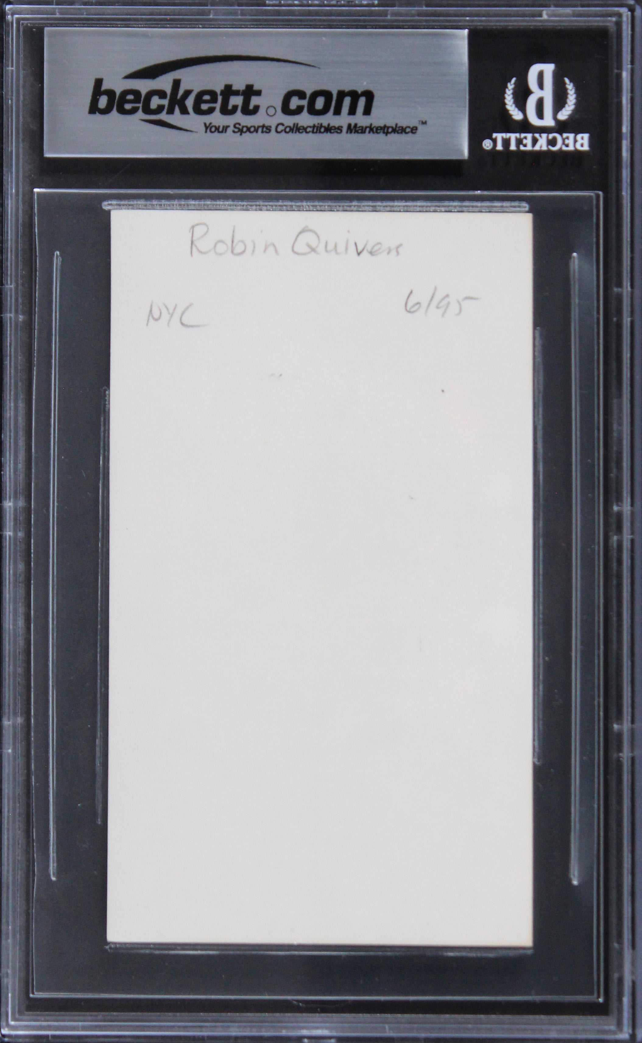 Robin Quivers Private Parts Authentic Signed 3x5 Index Card BAS Slabbed