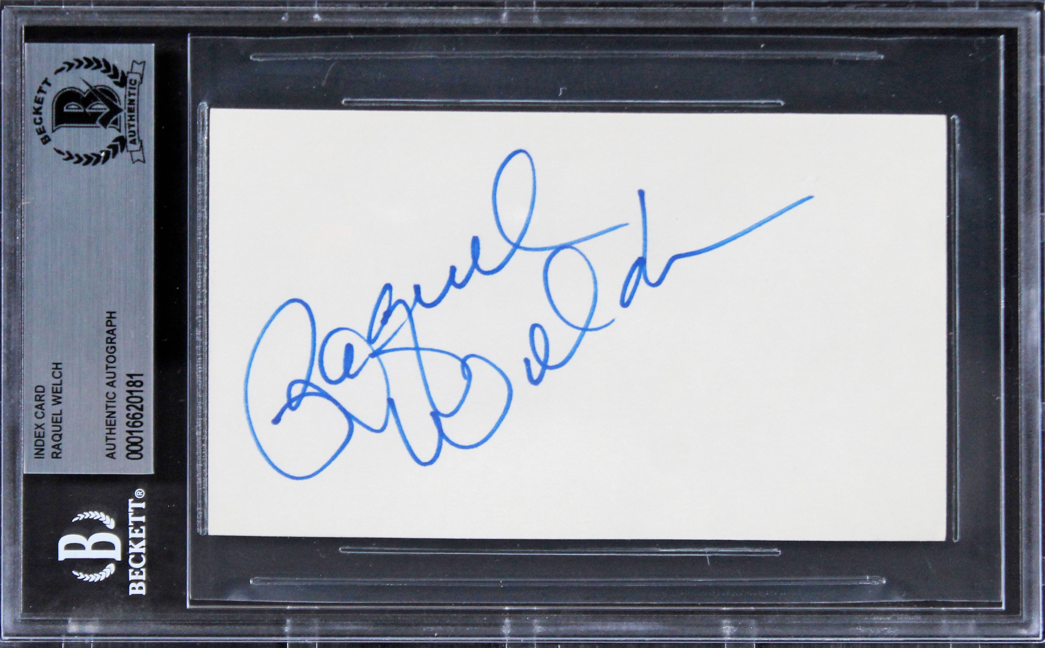 Raquel Welch The Three Musketeers Authentic Signed 3x5 Index Card BAS Slabbed