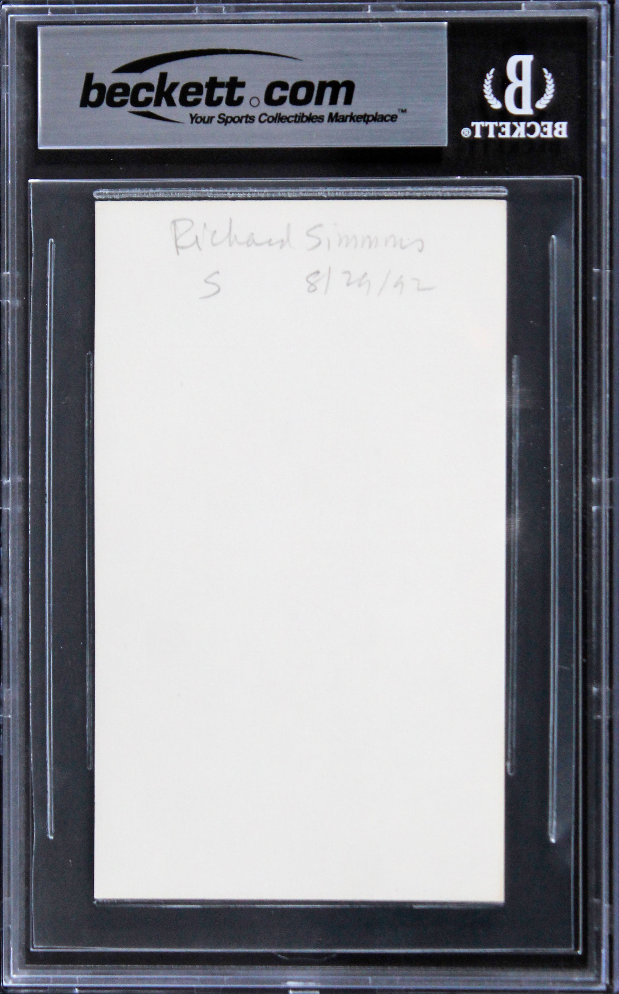 Richard Simmons "Stay Hearty 92" Authentic Signed 3x5 Index Card BAS Slabbed 1