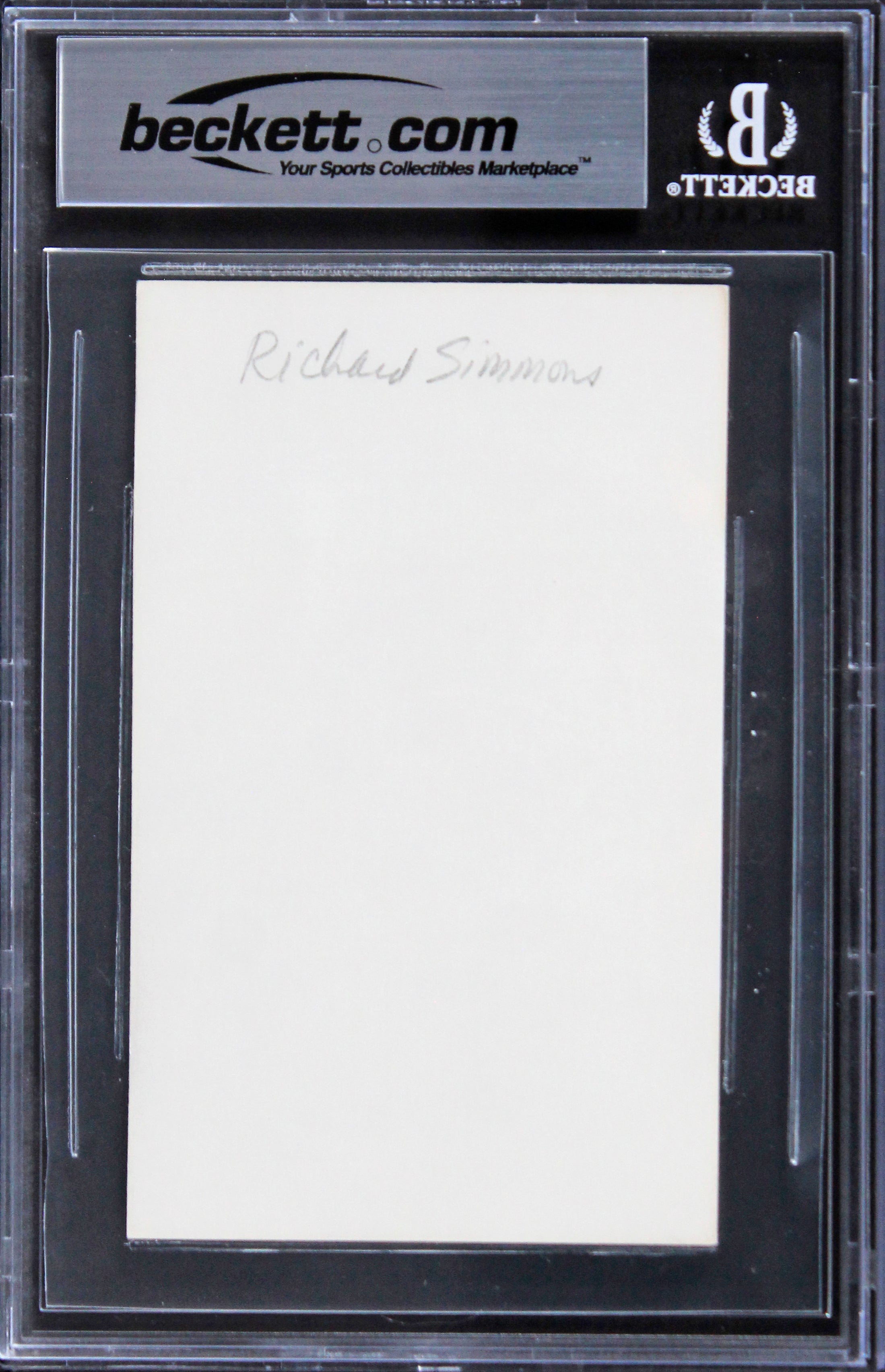 Richard Simmons "Stay Hearty 92" Authentic Signed 3x5 Index Card BAS Slabbed 2