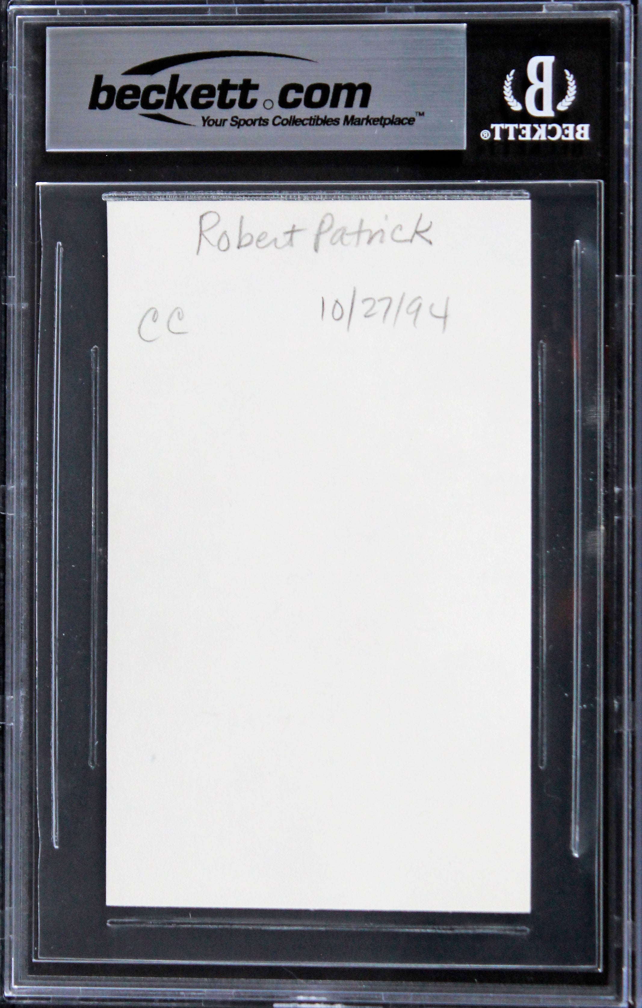 Robert Patrick Terminator 2 Authentic Signed 3x5 Index Card BAS Slabbed 1
