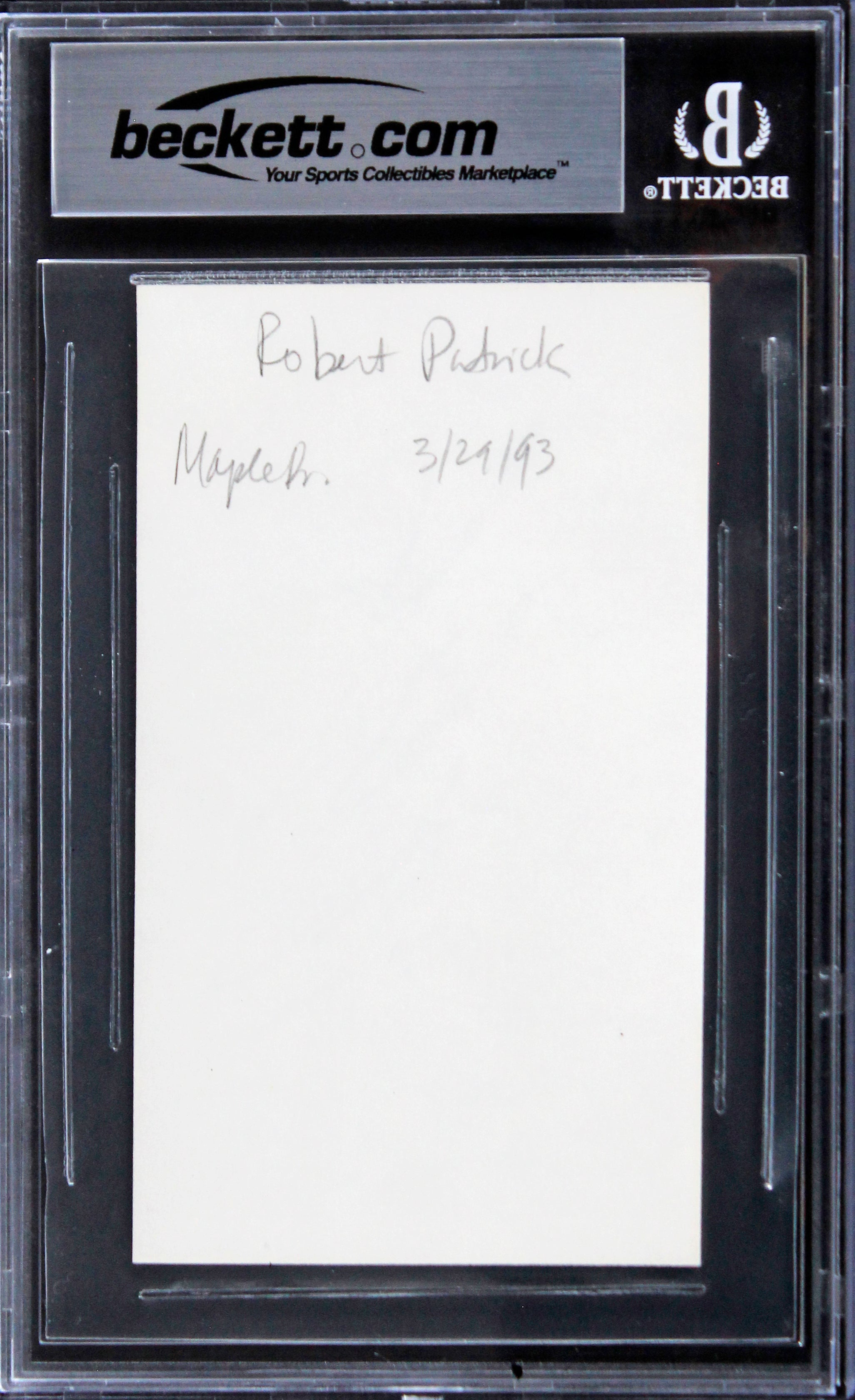 Robert Patrick Terminator 2 Authentic Signed 3x5 Index Card BAS Slabbed 2