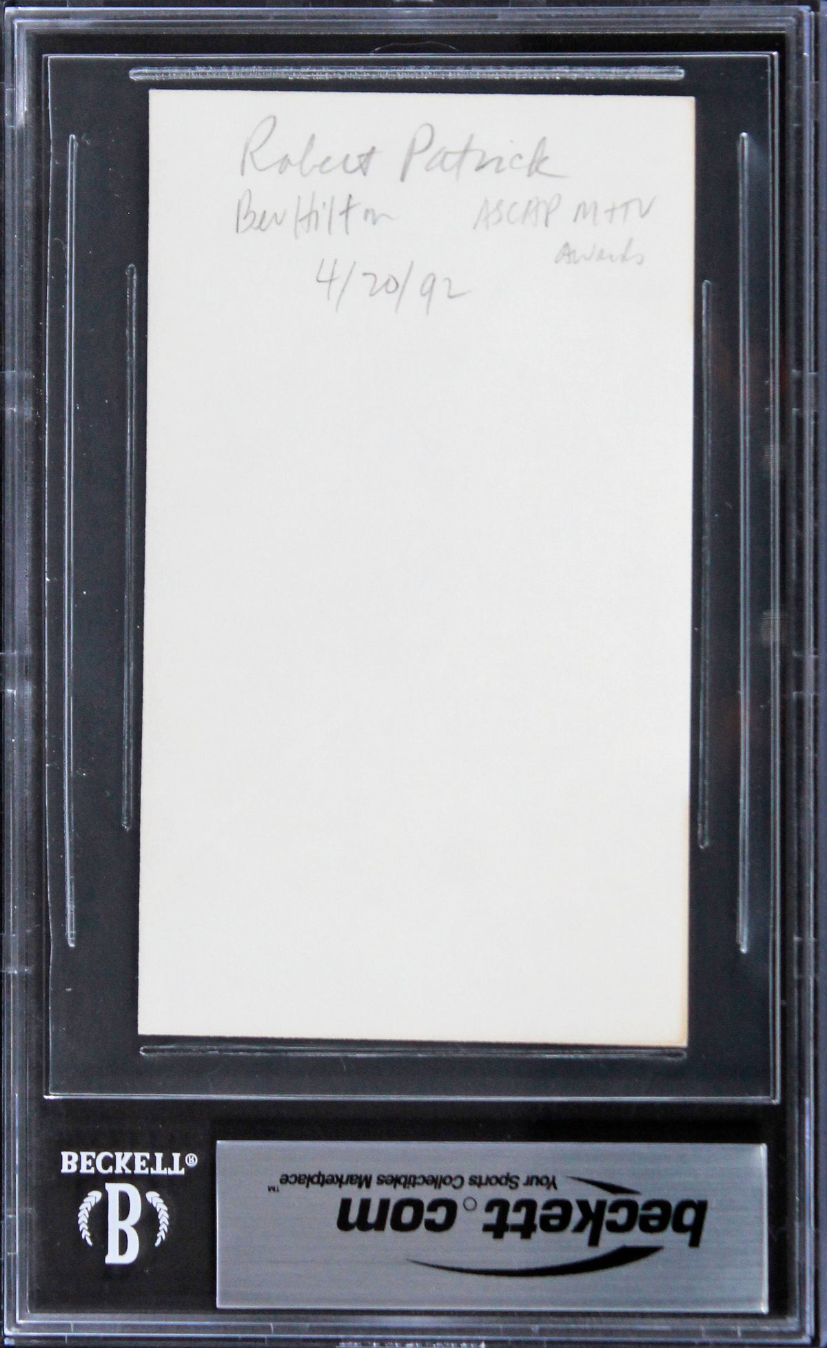 Robert Patrick Terminator 2 "T-1000 T-2" Signed 3x5 Index Card BAS Slabbed