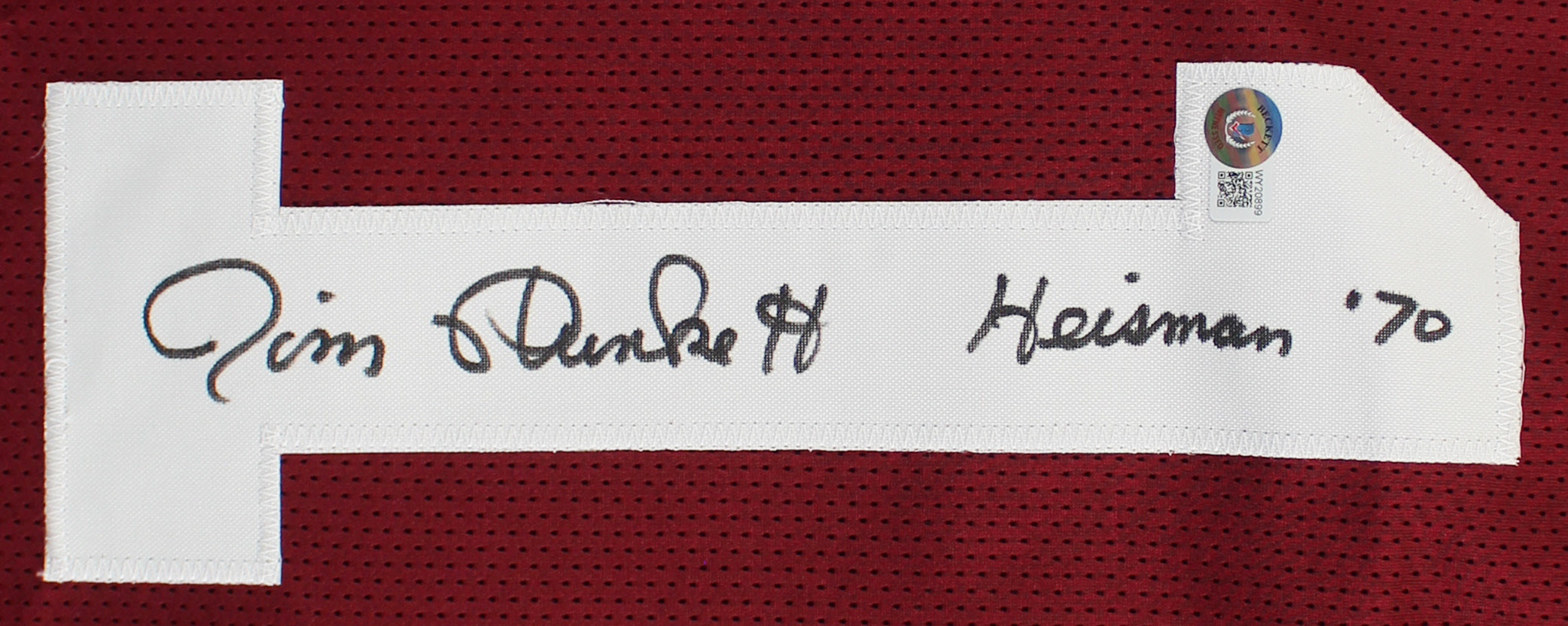 Stanford Jim Plunkett "Heisman 70" Authentic Signed Red Jersey BAS Witnessed