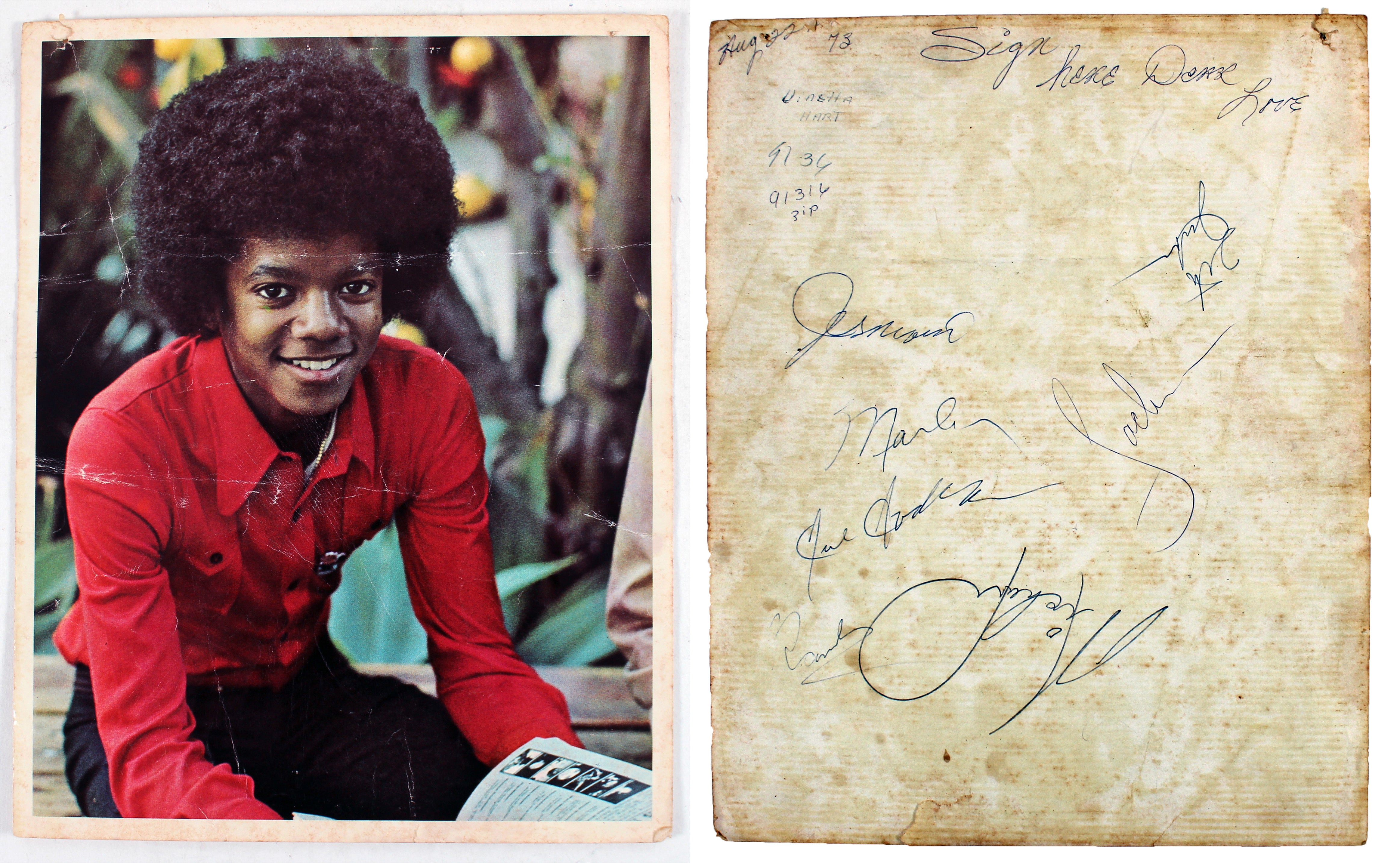 Jackson 5 (7) Michael, Tito, Jermaine, Marlon, Jackie +2 Signed 8x10 Photo BAS