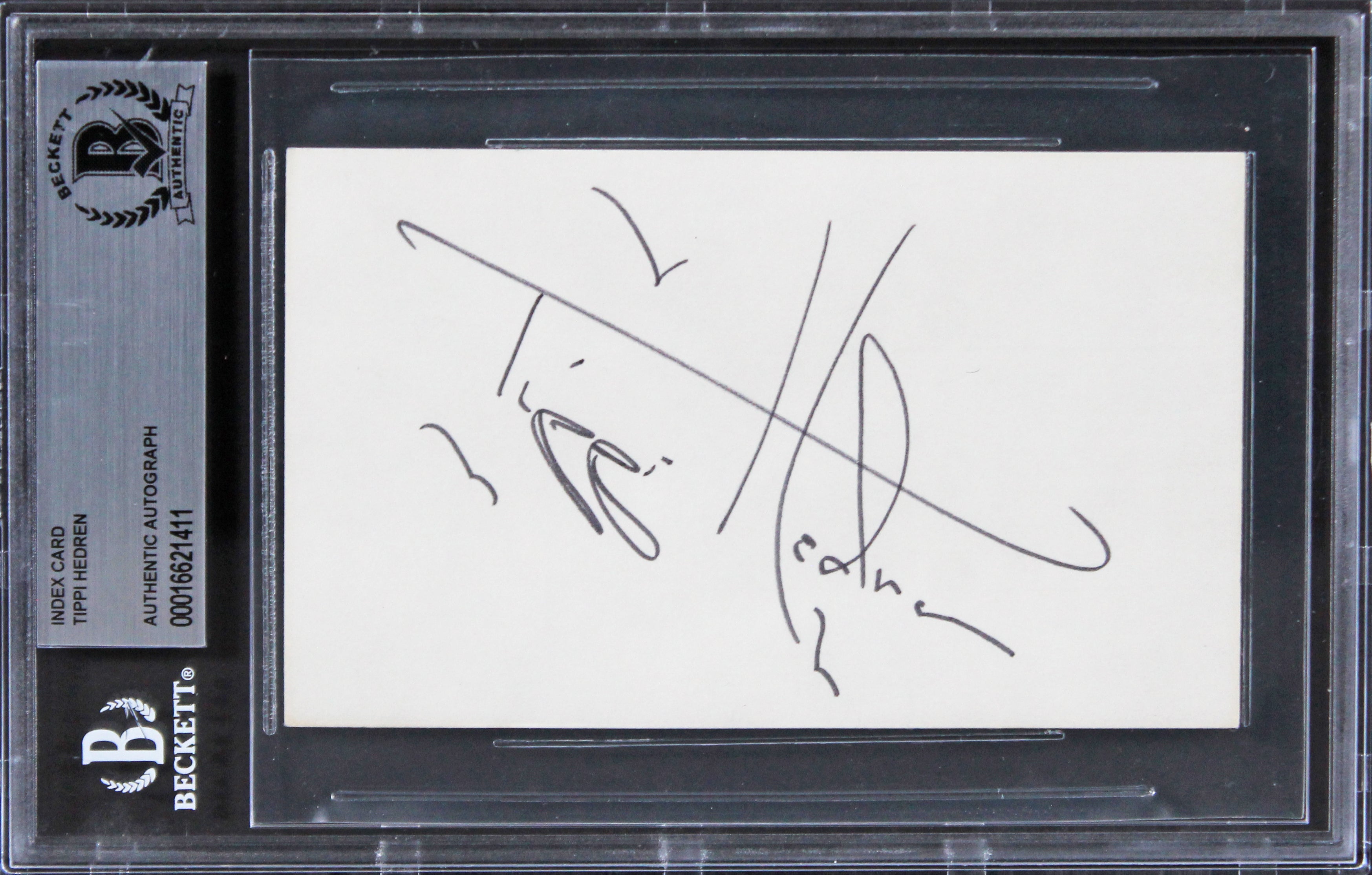 Tippi Hedren The Birds Authentic Signed 3x5 Index Card Autographed BAS Slabbed