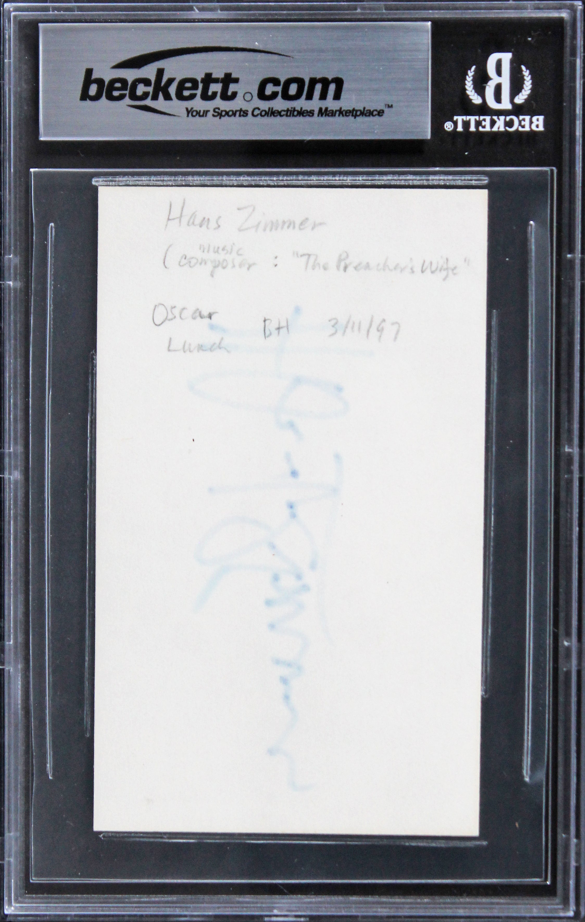 Hans Zimmer The Lion King Authentic Signed 3x5 Index Card BAS Slabbed 2