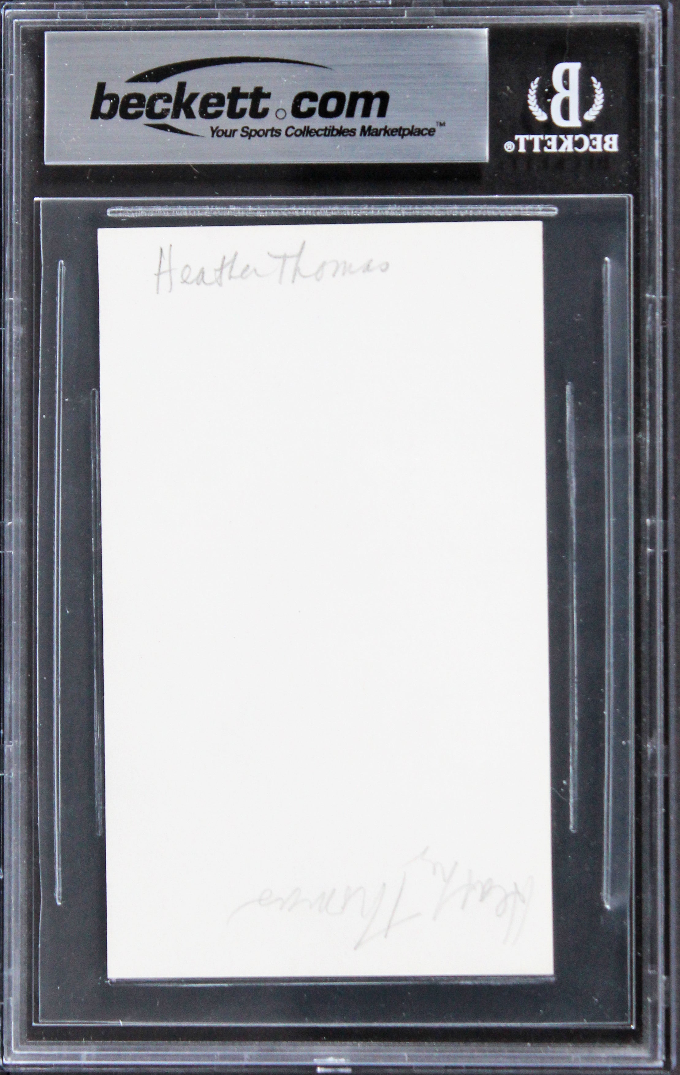 Heather Thomas Zapped! Authentic Signed 3x5 Index Card Autographed BAS Slabbed