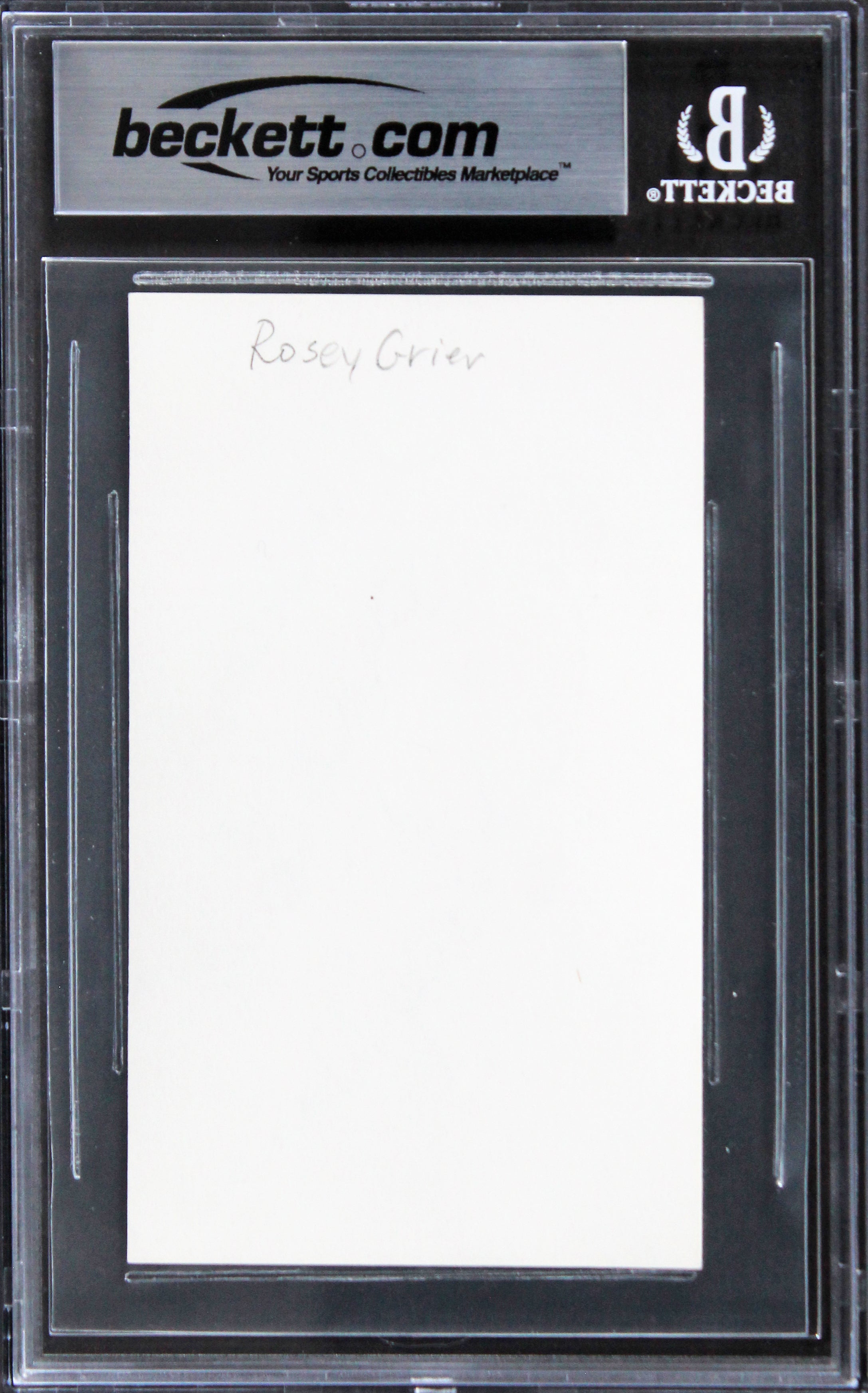 Rams Rosey Grier Authentic Signed 3x5 Index Card Autographed BAS Slabbed
