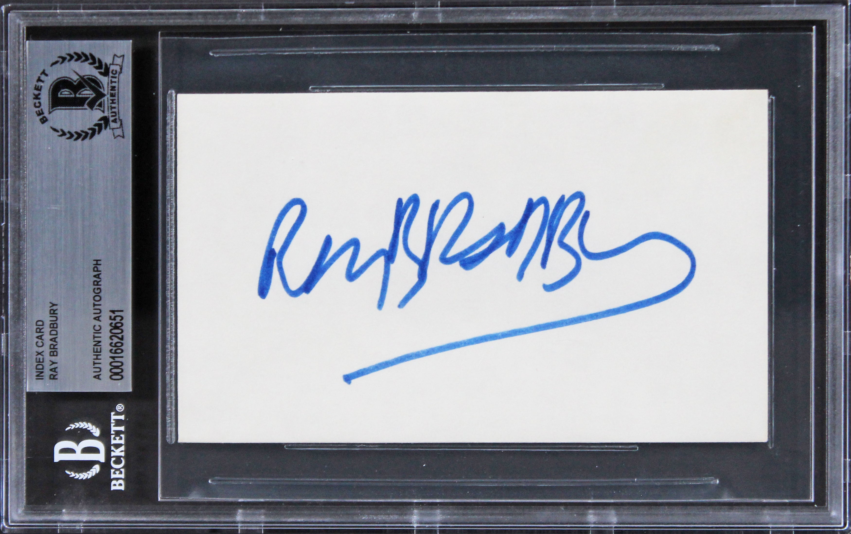 Ray Bradbury Fahrenheit 451 Authentic Signed 3x5 Index Card BAS Slabbed 1