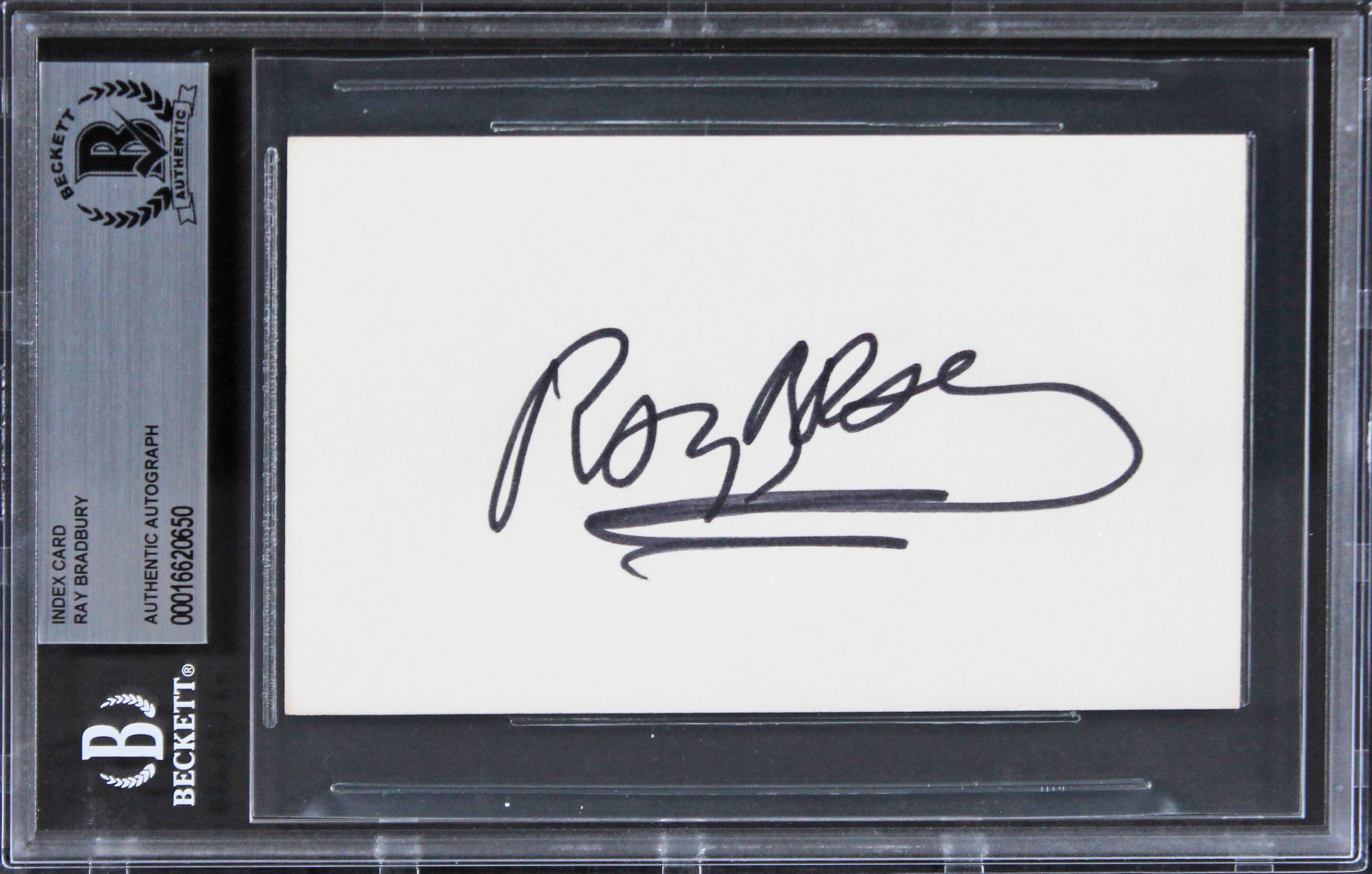 Ray Bradbury Fahrenheit 451 Authentic Signed 3x5 Index Card BAS Slabbed 2