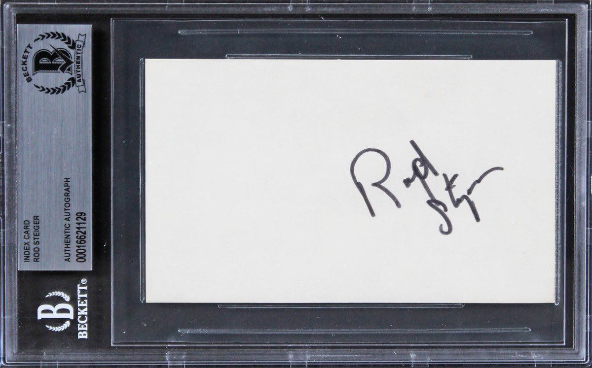 Rod Steiger In The Heat of the Night Signed 3x5 Index Card BAS Slabbed 2