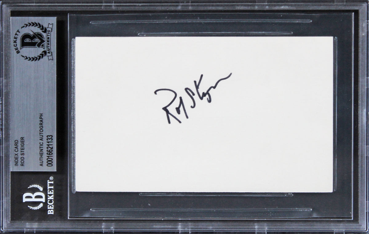 Rod Steiger In The Heat of the Night Signed 3x5 Index Card BAS Slabbed 3