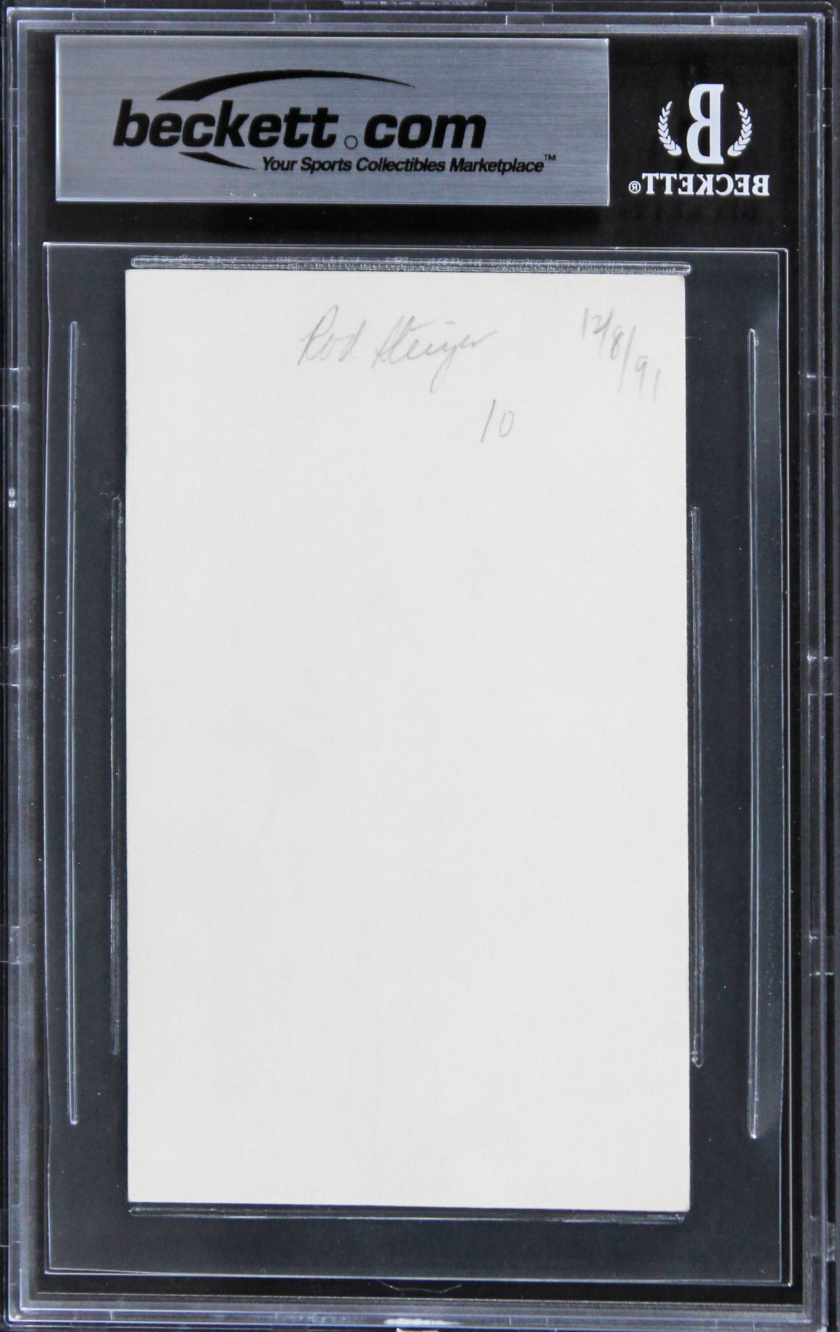 Rod Steiger In The Heat of the Night Signed 3x5 Index Card BAS Slabbed 3