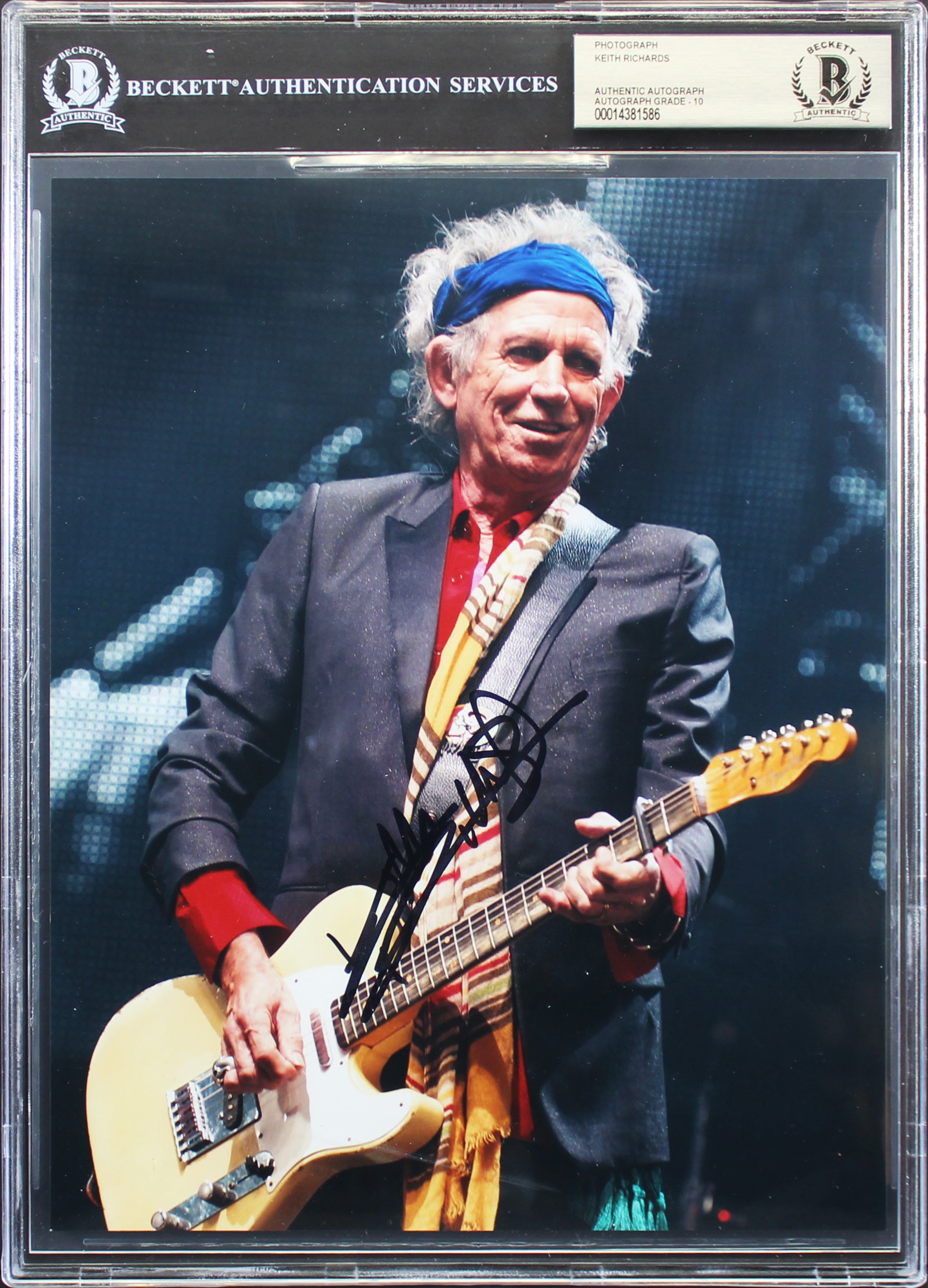 Keith Richards Rolling Stones Authentic Signed 8x10 Photo Auto 10! BAS Slabbed
