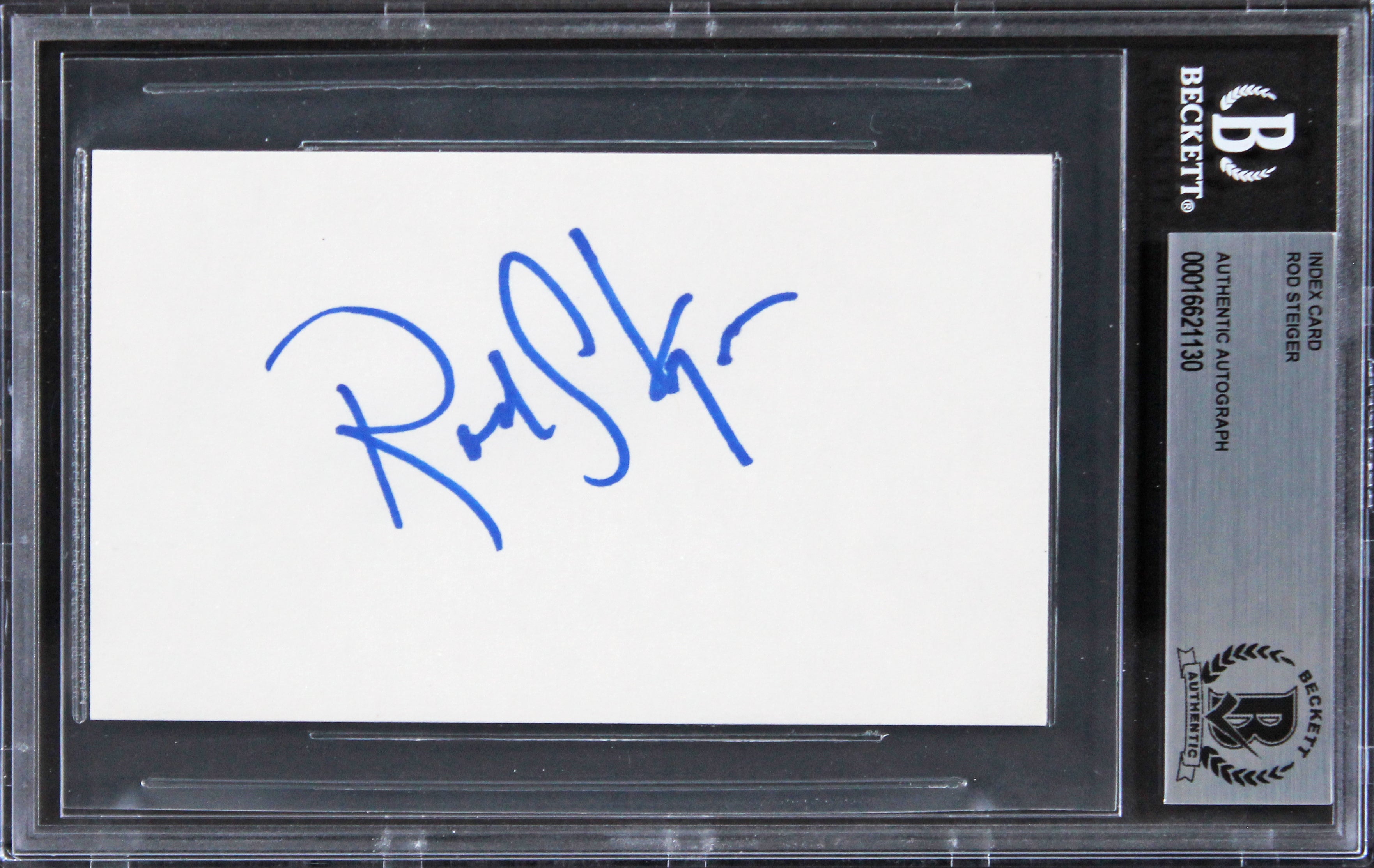 Rod Steiger In The Heat of the Night Signed 3x5 Index Card BAS Slabbed 5