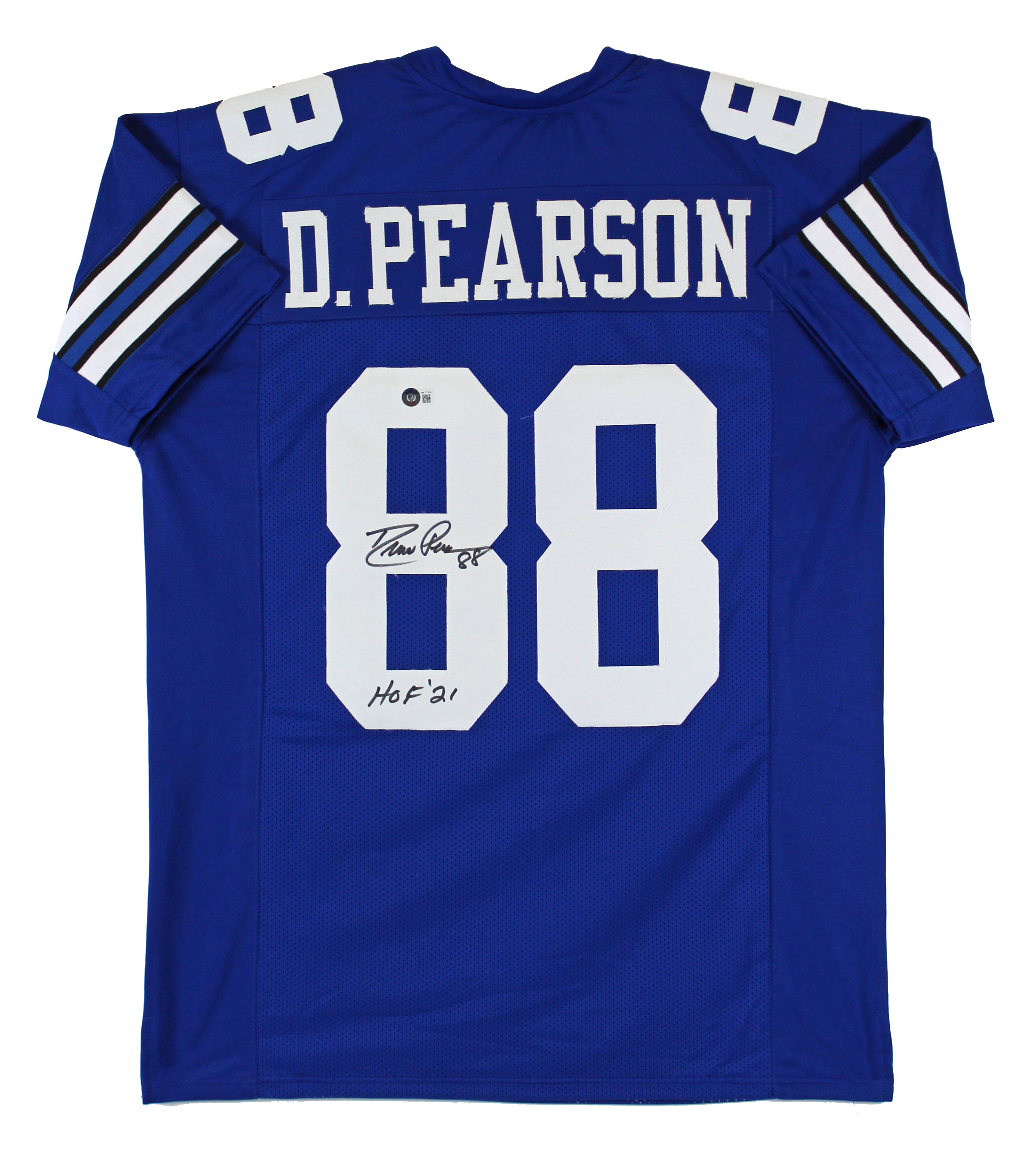 Drew Pearson "HOF 21" Authentic Signed Blue Pro Style Jersey Autographed BAS Wit HOLIDAY DOORBUSTER