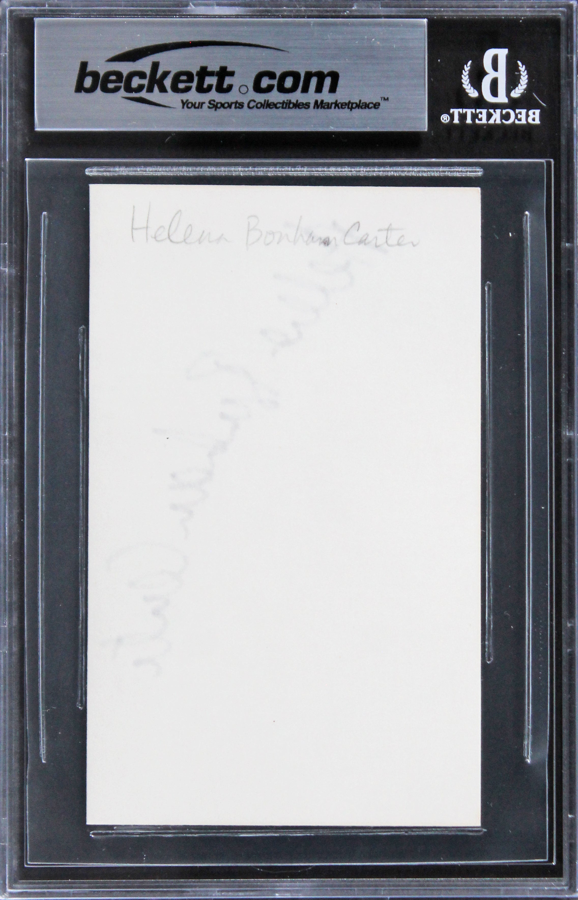 Helena Bonham Carter Sweeney Todd Authentic Signed 3x5 Index Card BAS Slabbed 2