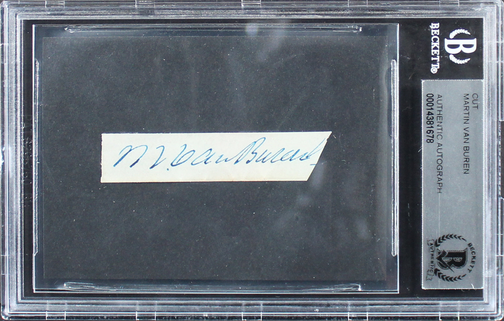 Martin Van Buren Authentic Signed .5x2.5 Cut Signature Autographed BAS Slabbed