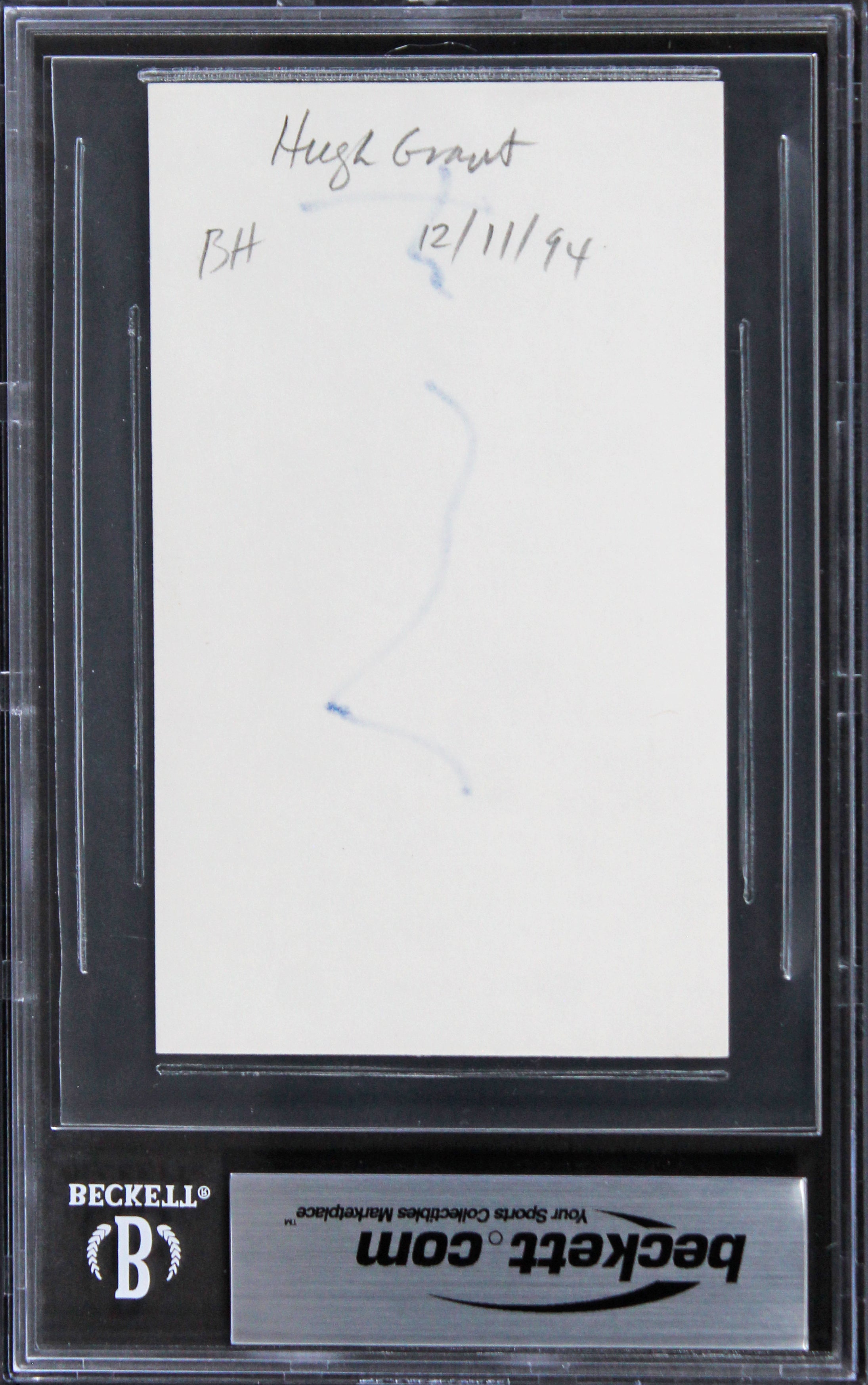 Hugh Grant Love Actually Authentic Signed 3x5 Index Card BAS Slabbed 1
