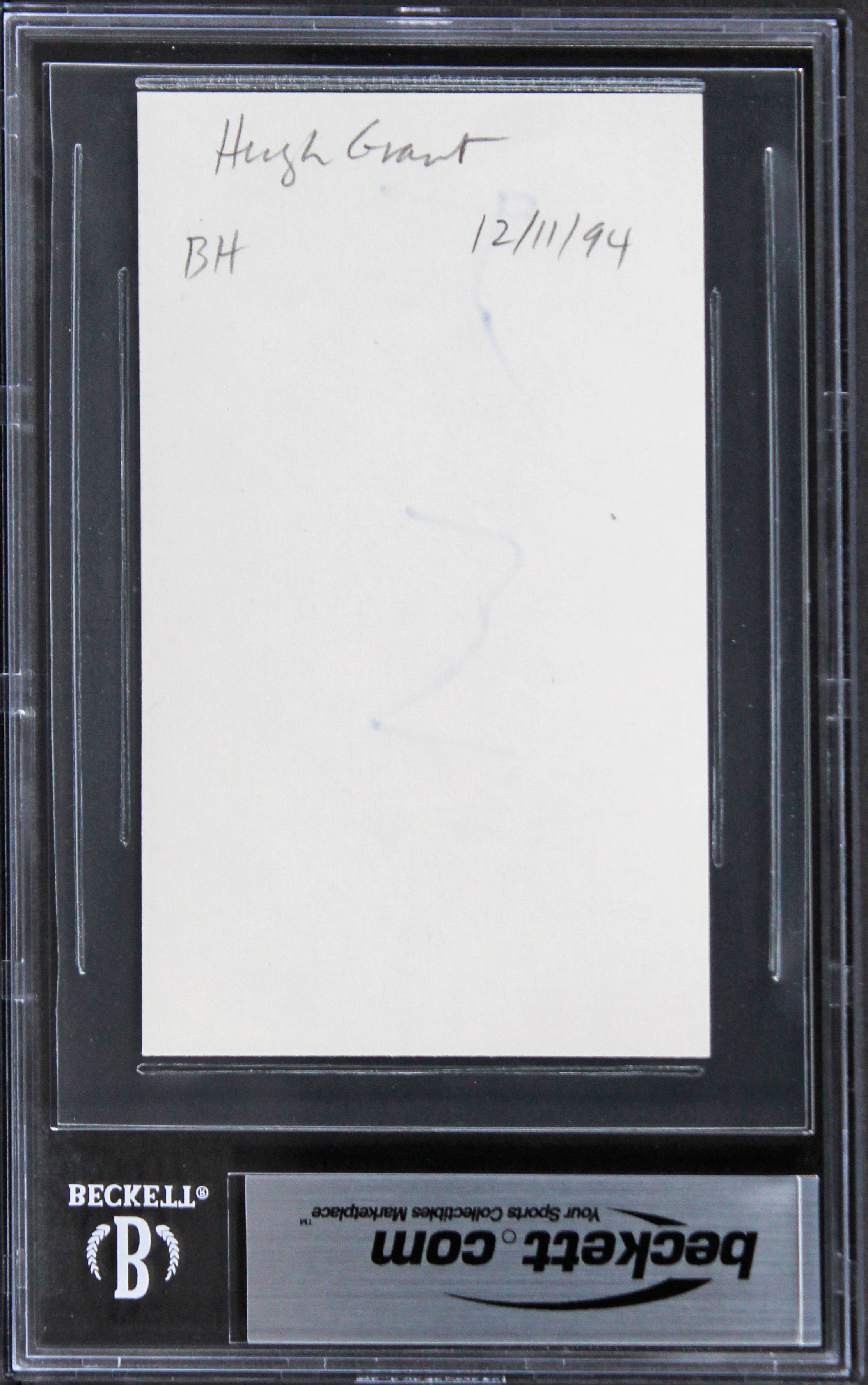 Hugh Grant Love Actually Authentic Signed 3x5 Index Card BAS Slabbed 3