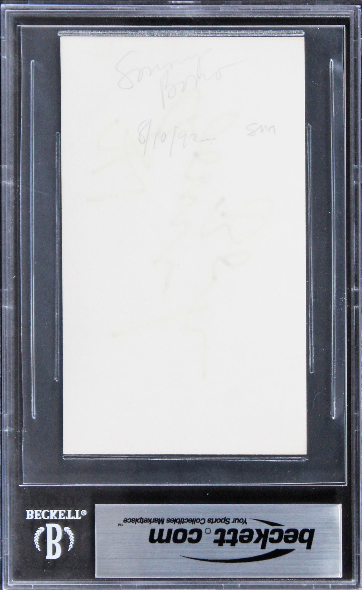 Sonny Bono The Sonny and Cher Show "Hi" Signed 3x5 Index Card BAS Slabbed 1