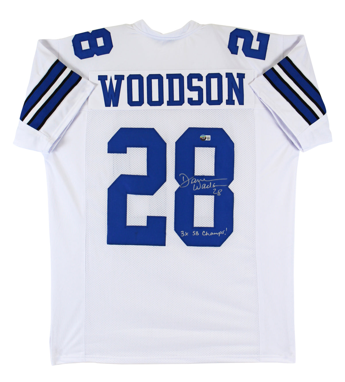 Cowboys Darren Woodson "3x SB Champ!" Authentic Signed White Jersey BAS Witness