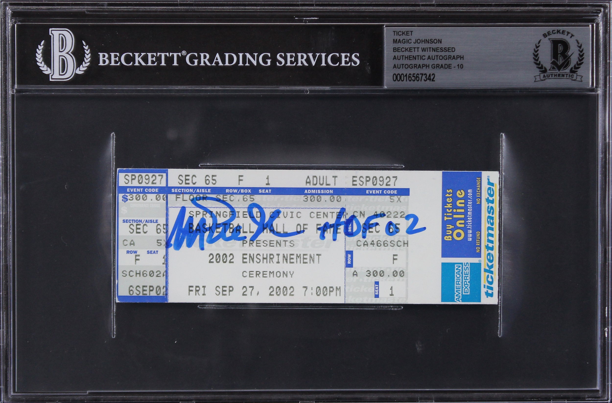 Magic Johnson HOF 02 Signed HOF Induction Ticket Stub Auto 10! BAS Slabbed 2