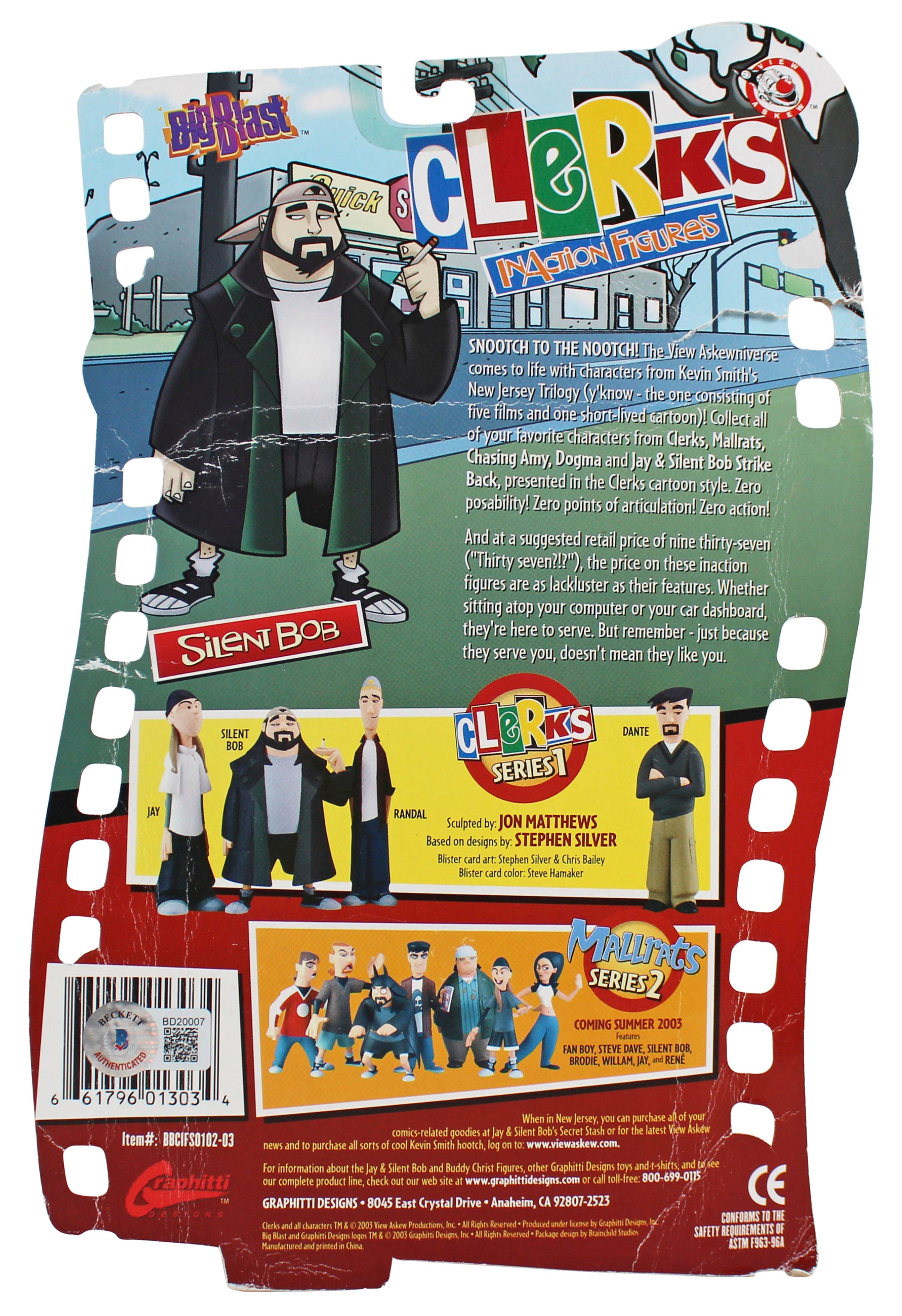Kevin Smith Clerks "You Rock!" Signed Silent Bob Action Figure BAS #BD20007