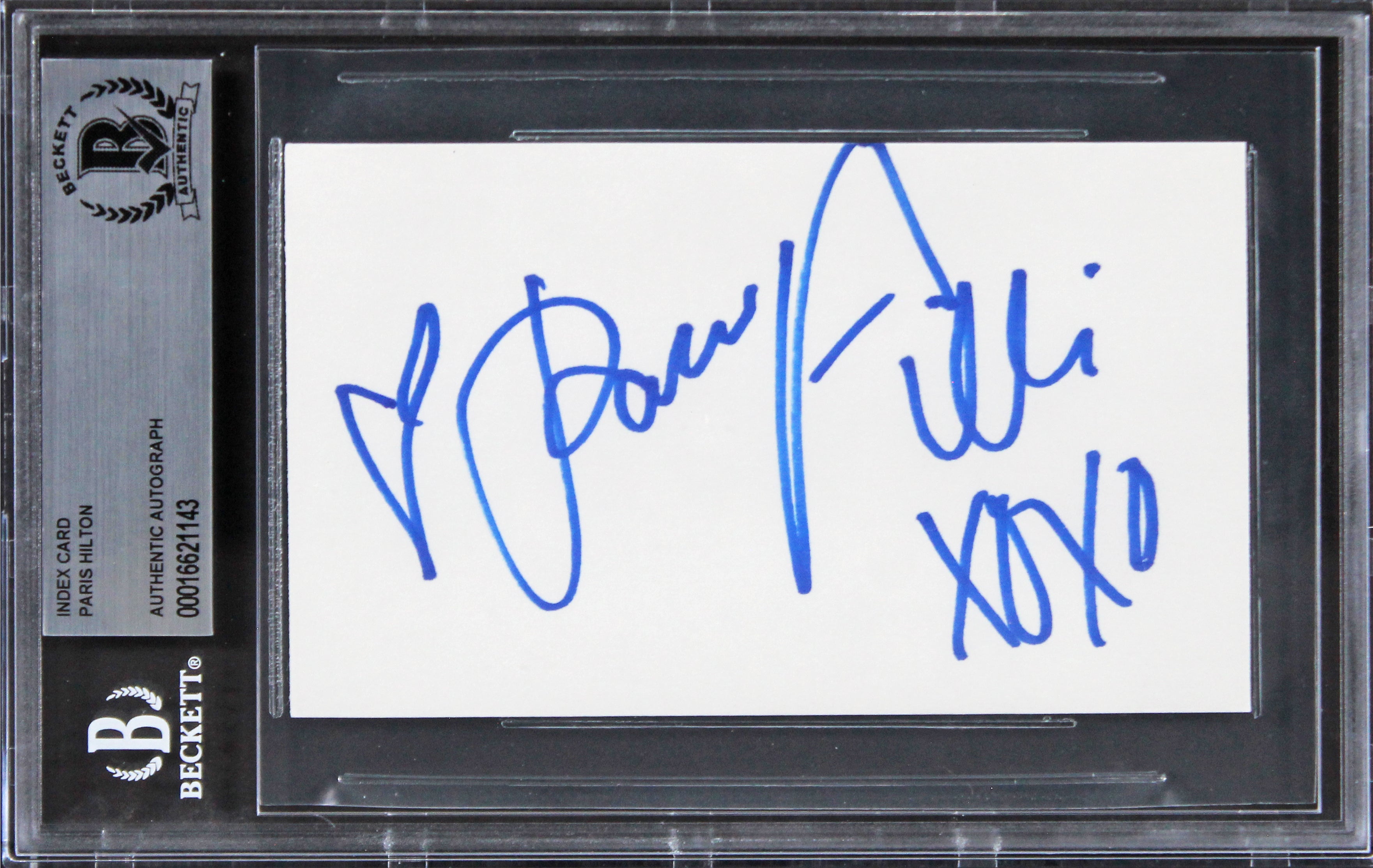 Paris Hilton "Xoxo" Authentic Signed 3x5 Index Card Autographed BAS Slabbed 2