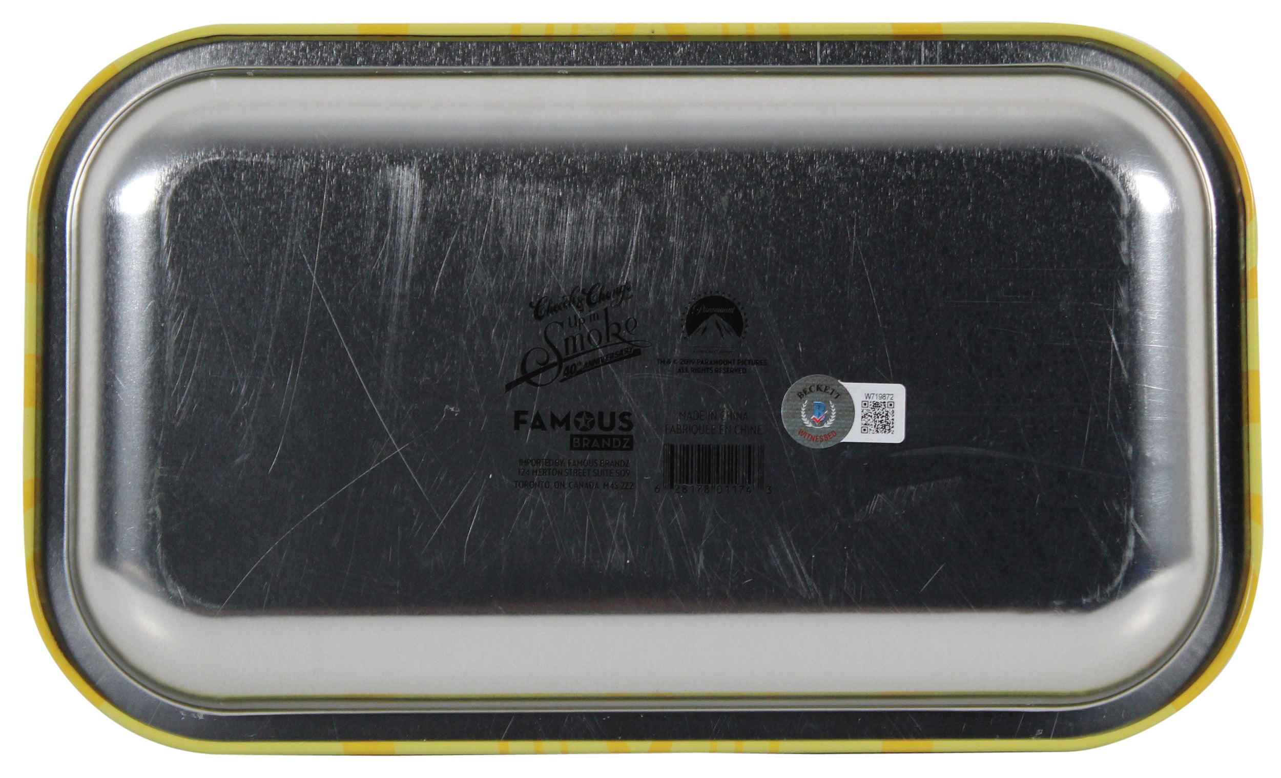Cheech Marin & Tommy Chong Up In Smoke Signed Yellow Rolling Tray BAS Witnessed