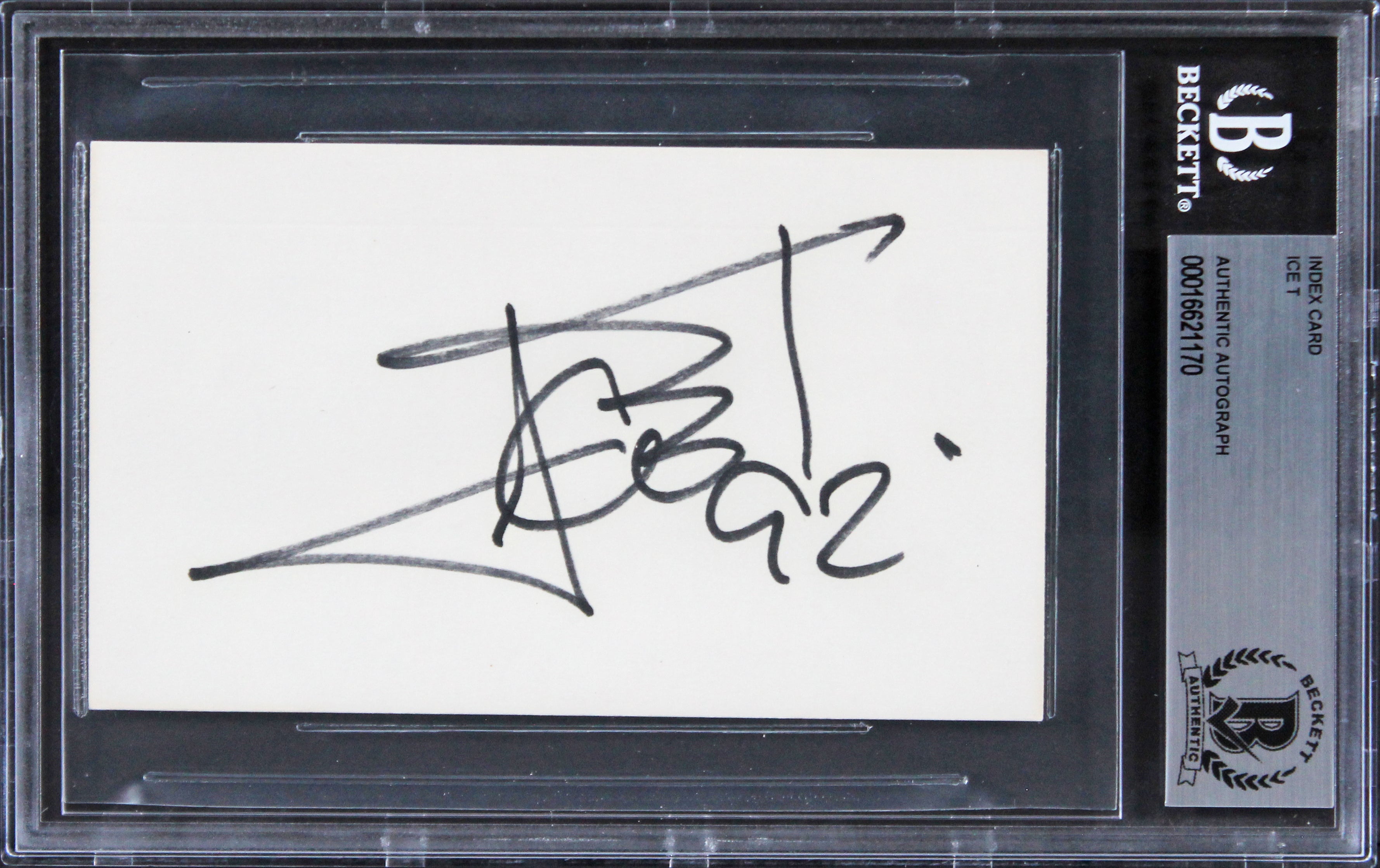 Ice-T Law & Order SVU "92" Authentic Signed 3x5 Index Card BAS Slabbed