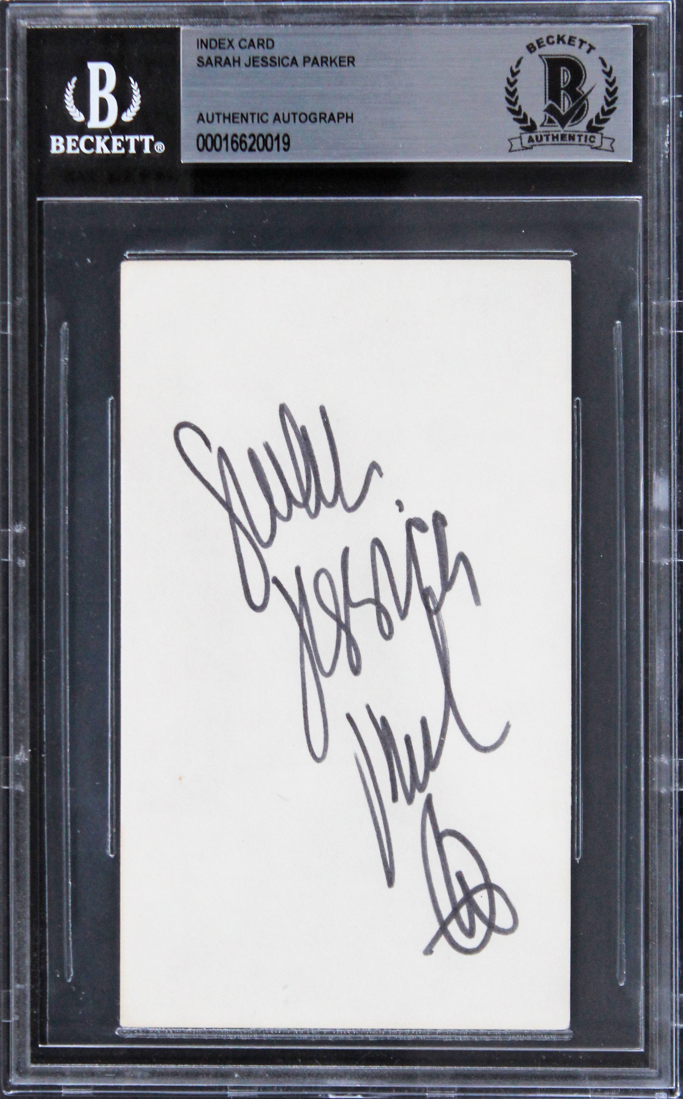 Sarah Jessica Parker Sex And The City Signed 3x5 Index Card BAS Slabbed 1