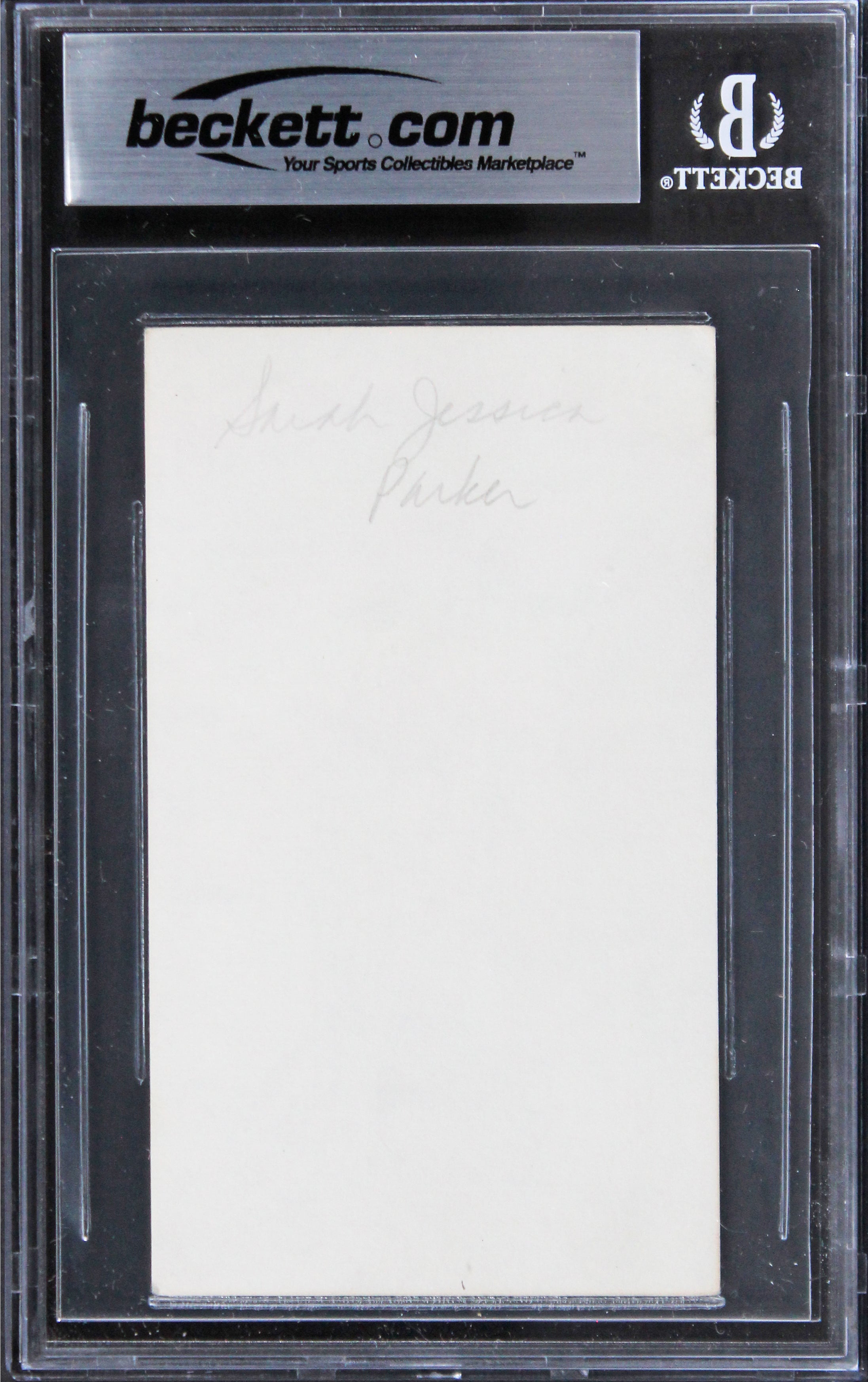 Sarah Jessica Parker Sex And The City Signed 3x5 Index Card BAS Slabbed 1