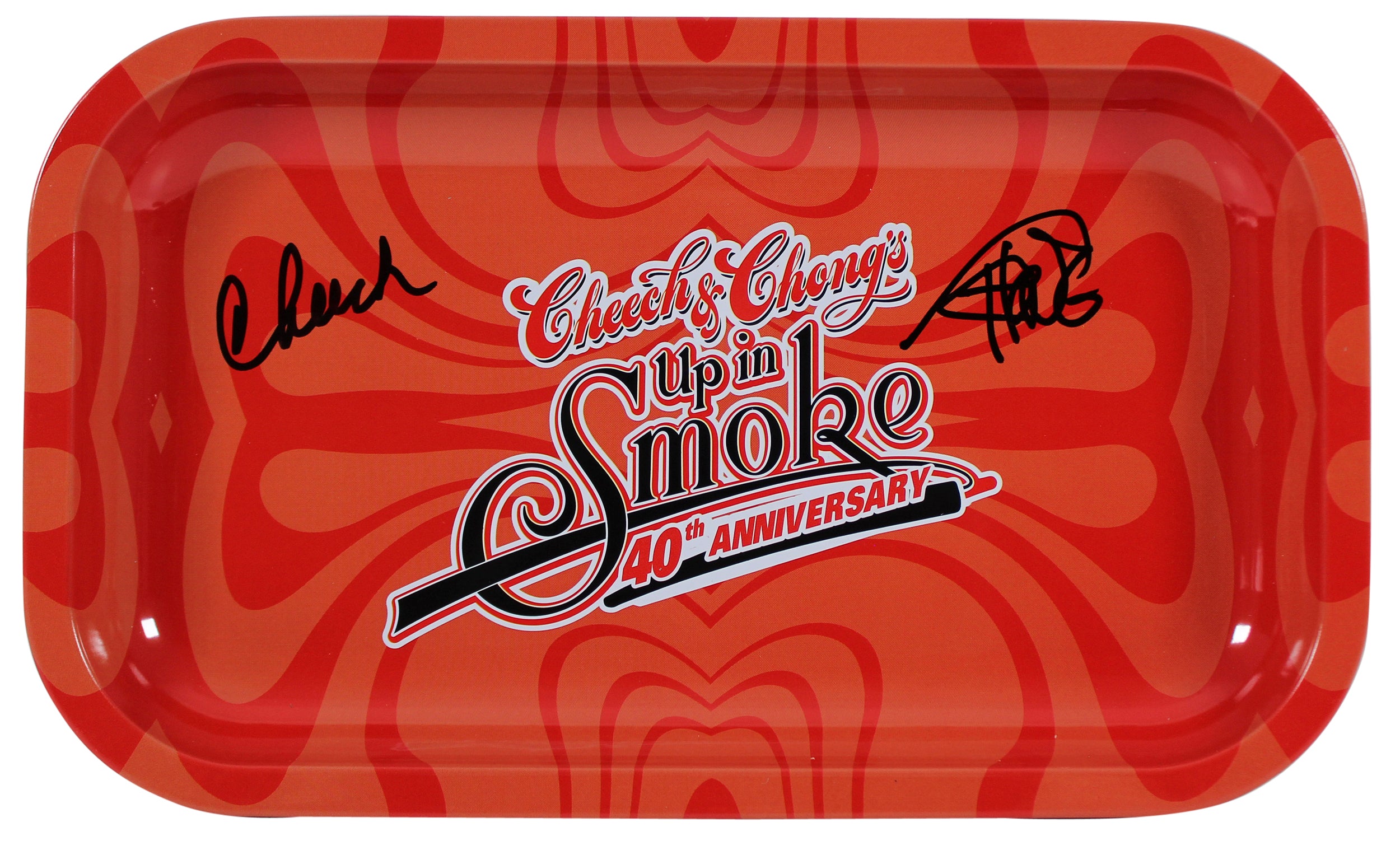 Cheech Marin & Tommy Chong Up In Smoke Signed Red Rolling Tray BAS Witnessed