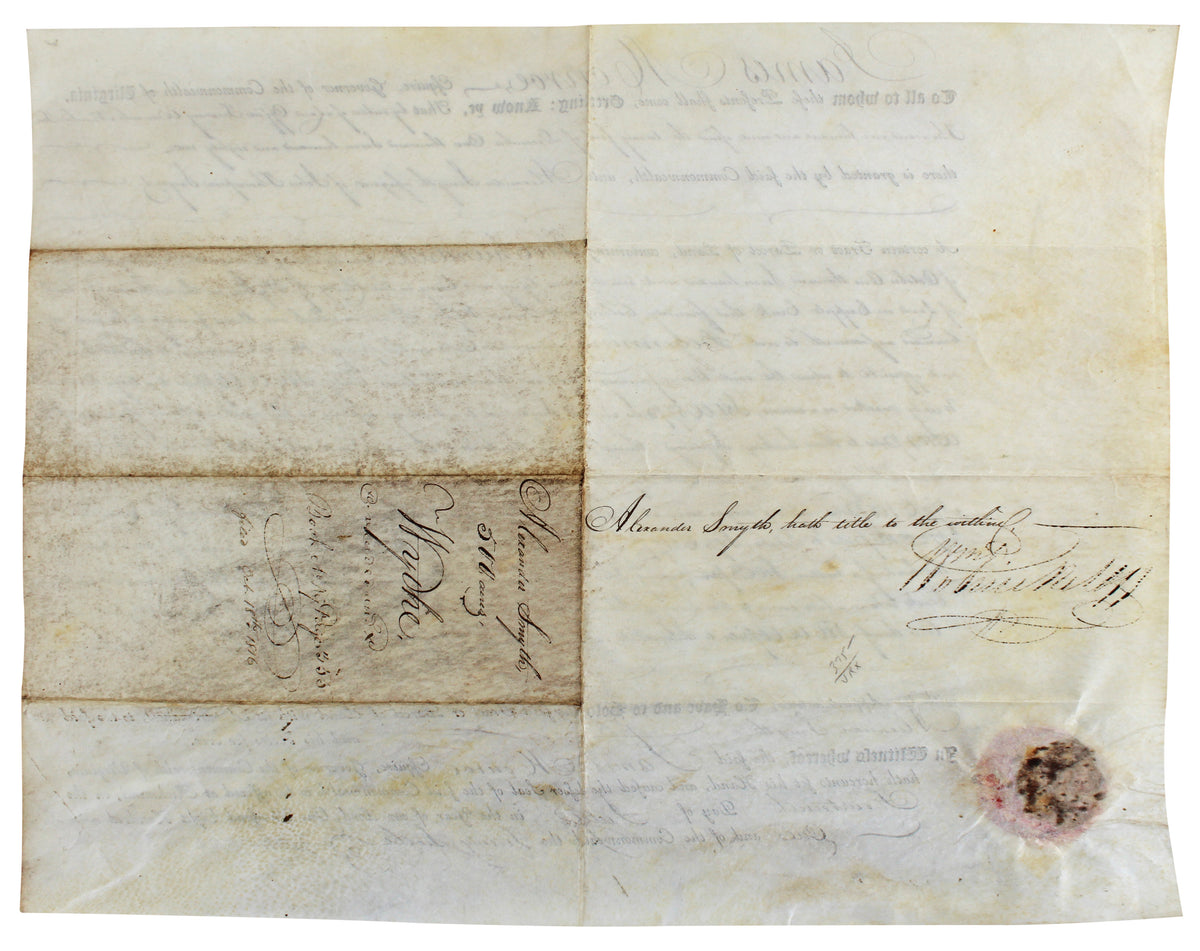 James Monroe Signed 11.5x15 1801 Virginia Land Grant Document BAS #AB14366