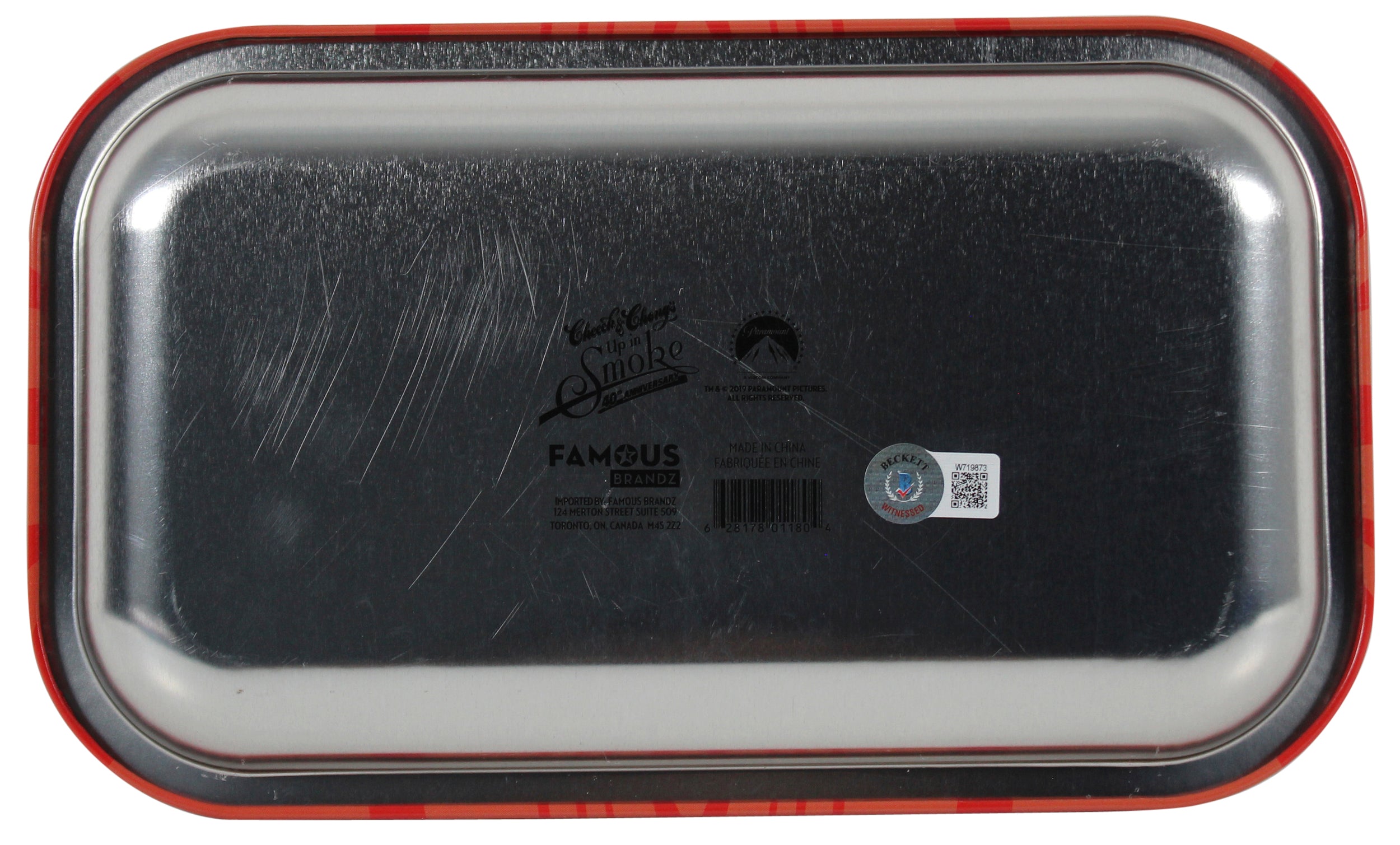 Cheech Marin & Tommy Chong Up In Smoke Signed Red Rolling Tray BAS Witnessed