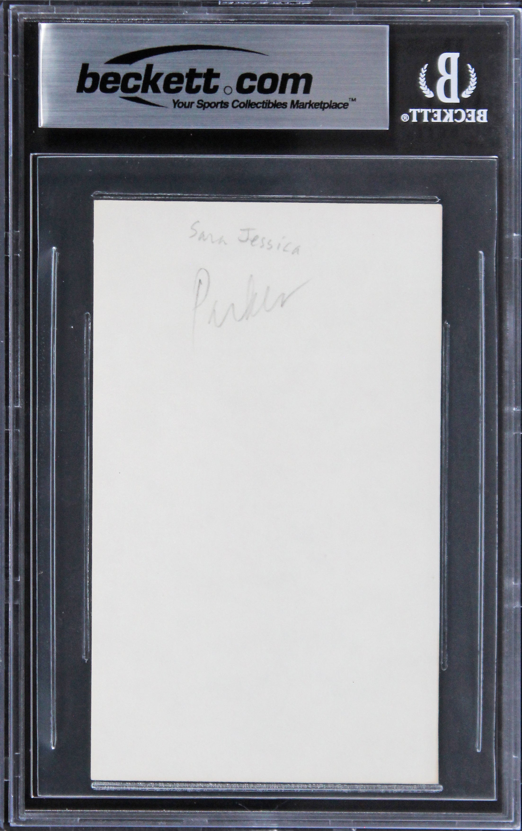 Sarah Jessica Parker Sex And The City "Peace" Signed 3x5 Index Card BAS Slab 3