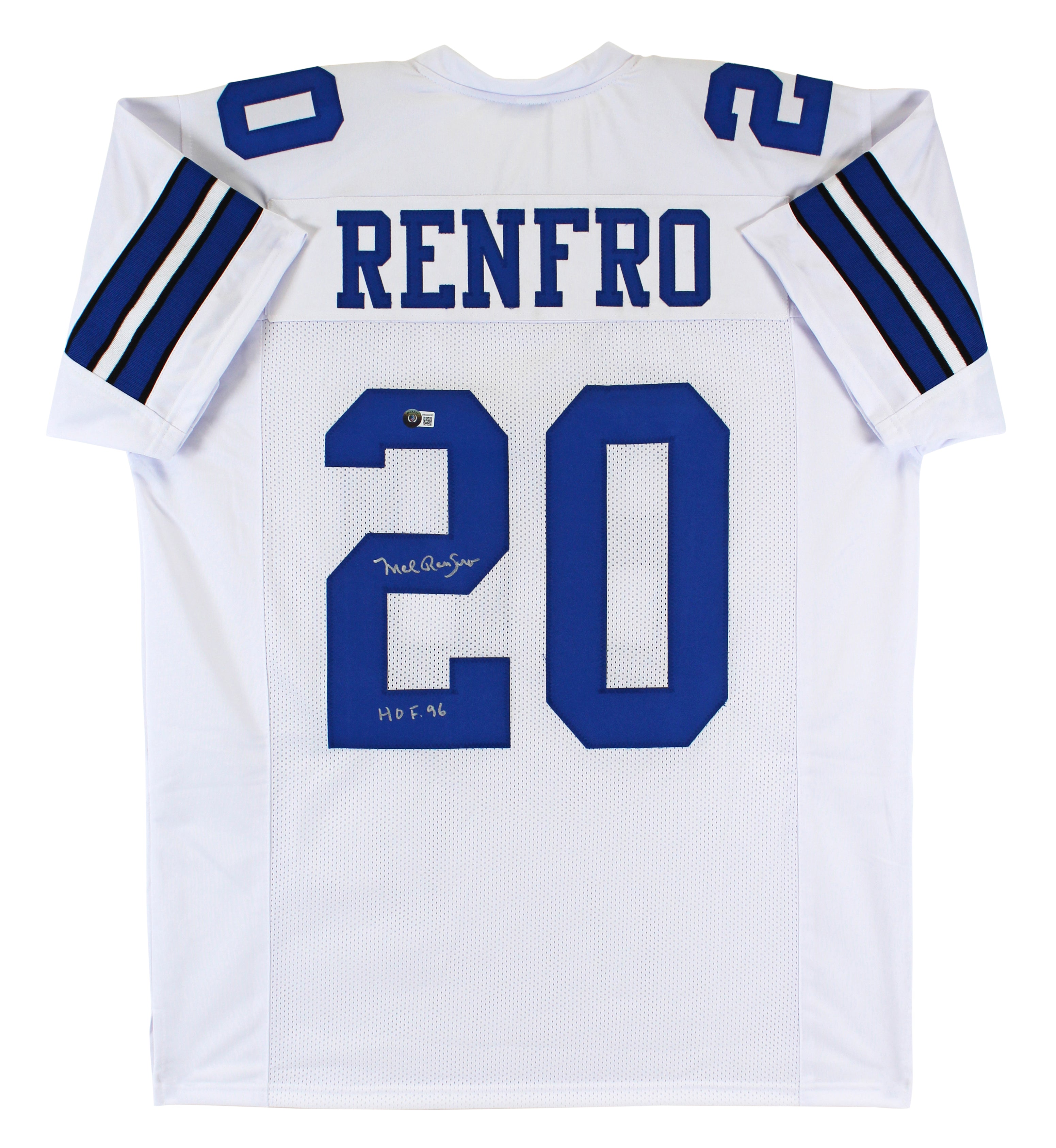 Mel Renfro "HOF 96" Authentic Signed White Pro Style Jersey BAS Witnessed